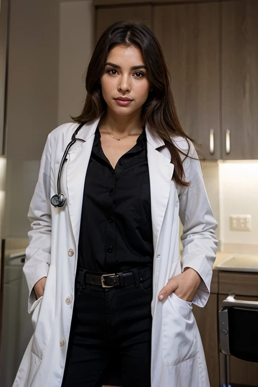 I want a Brazilian doctor with a name on her coat. An image that does not'I don't look artificial, mas que seja profissional.
