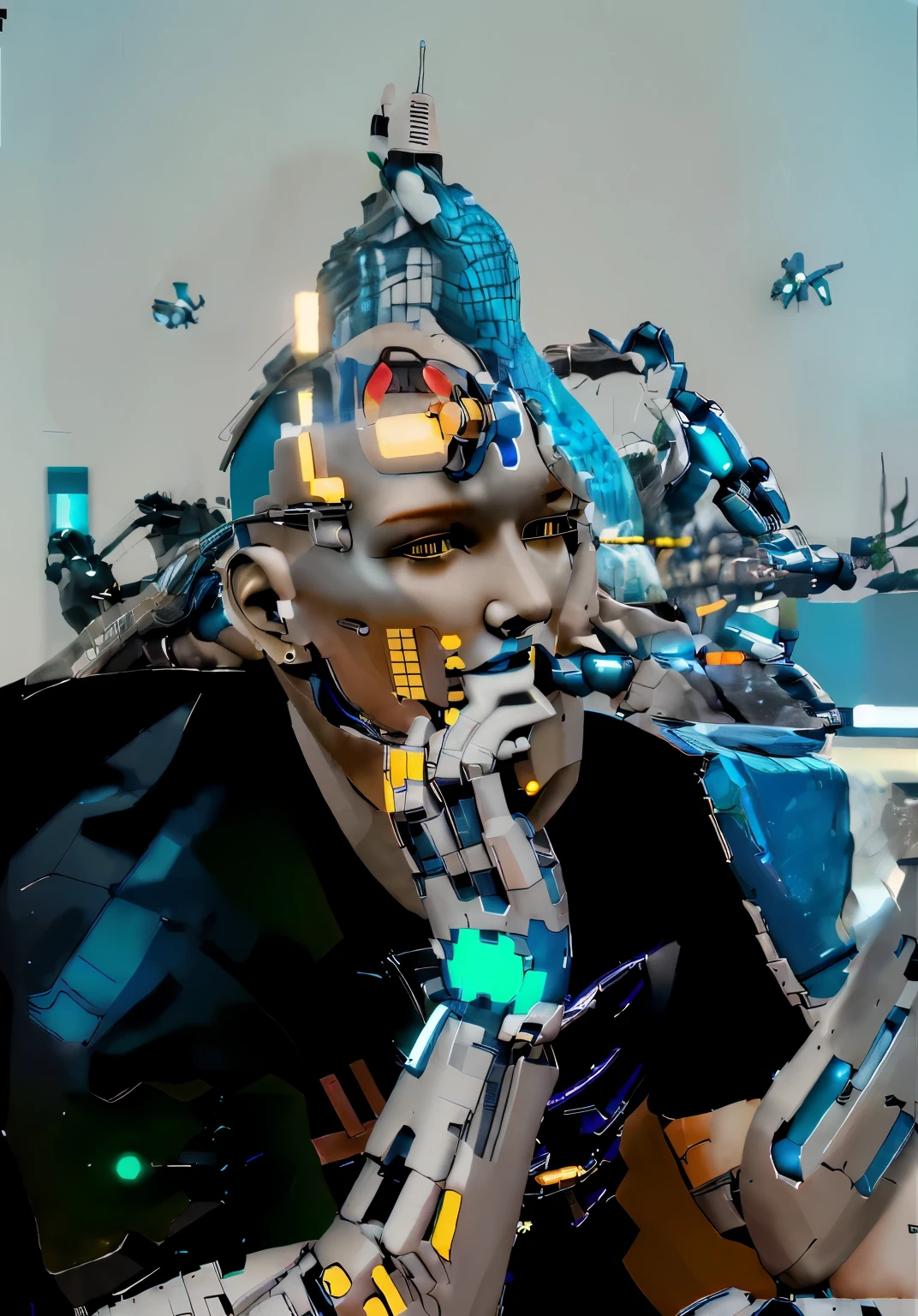 Cyborg, Future, cyberpunk character, robotic body,（Pacific Rim, blue colors：1.1）, 1 person, Mechanical miracle, anatomically correct, textured leather, Best quality, Awarded, High quality, A high resolution, 16k
Cyborg, Future, cyberpunk character, robotic body,（Pacific Rim, blue colors：1.1）, 1 person, Mechanical miracle, anatomically correct, textured leather, Best quality, Awarded, High quality, A high resolution, 16k
\]