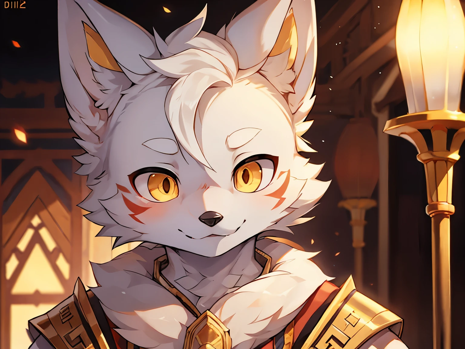 (best picture quality),(masterpiece),(((the only person))),(Super detailed),(male arctic fox:1.5), (white skin:1.3), hairy,(white fur:1.3),((golden pupils)) ,(gray ears),(hairy 动物 耳朵s),((Wearing Chinese armor),Soldiers of ancient Chitural lighting,complex background,Detailed face,details on face,Character focus,Detailed clothes,upper part of body,depth of field,lighting perfect,sharp focus,light particles,alone,Serious