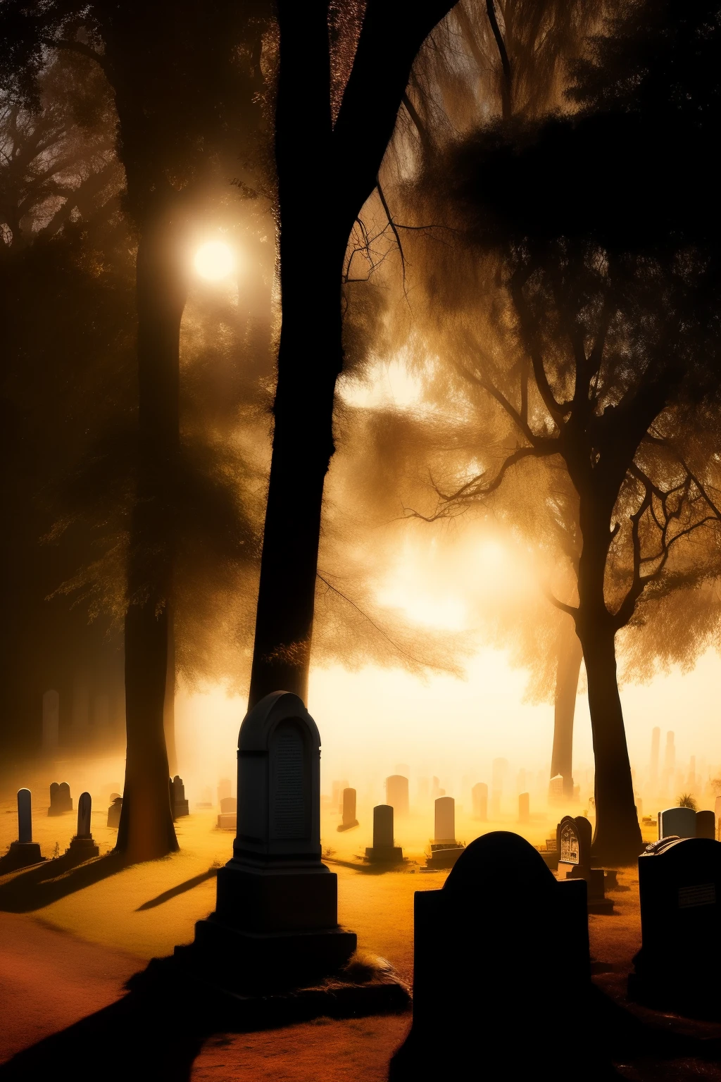 An old man's silhouette could be seen amidst the shadows of the ancient cemetery, as he walked slowly between the tombstones under the cover of night. The cemetery, shrouded in an air of mystery and history, was illuminated only by the pale moonlight filtering through the trees. The old man carried a lantern in one hand, casting long shadows on the worn gravestones. In the distance, the sound of crickets and other nocturnal creatures filled the silence. S2-upscale: This image would be enhance to a higher resolution with additional details and sharpness to bring out the old man's textured features and the intricate carvings on the tomb
