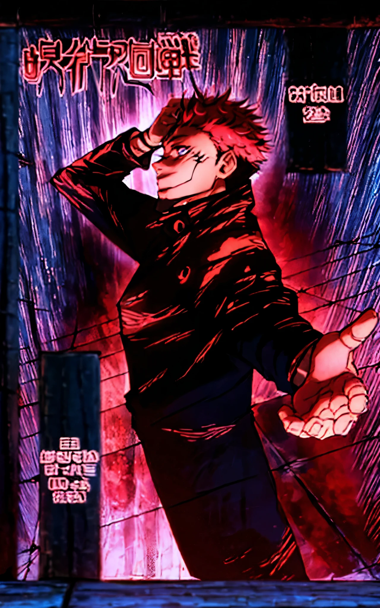 (best quality, detailed portrait:1.2), vibrant colors, vivid details, Sukuna the character from Jujutsu Kaisen, Samdoesart's extremely detailed painting, an illustration that showcases the vibrant colors, a colorful and dynamic portrayal of Sukuna, a man with intense and captivating eyes, a captivating and majestic atmosphere, with a touch of fantasy and realism, a masterpiece that brings Sukuna to life in a colorful and captivating way.