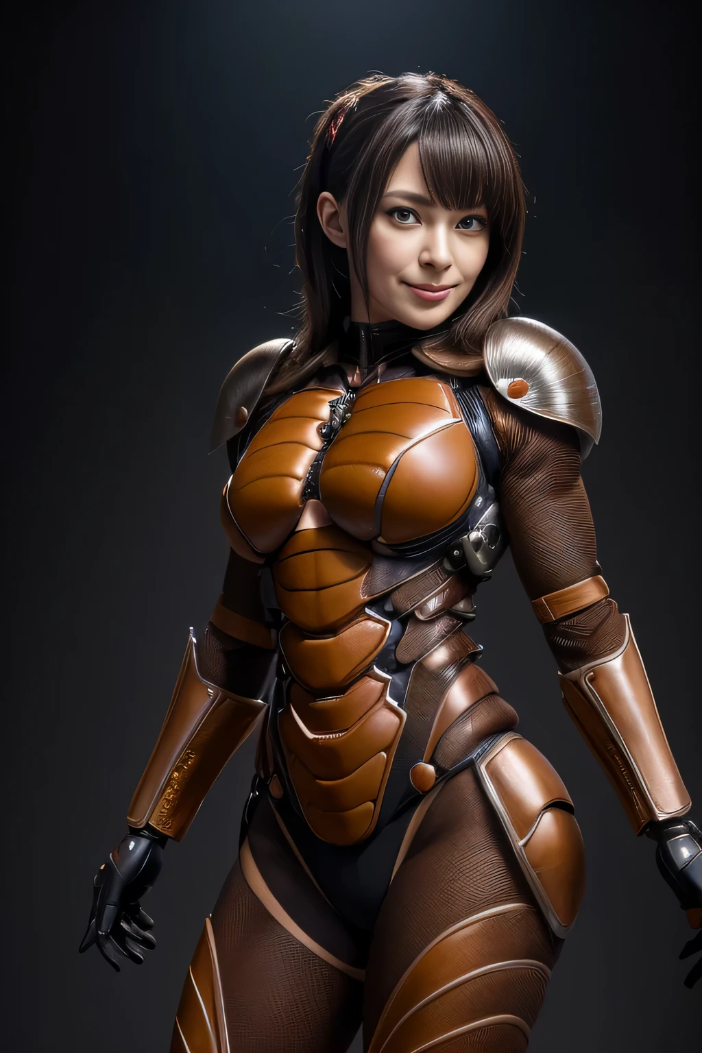 (High resolution,masterpiece,highest quality,Very detailed CG, anime, official art:1.4), realistic, photograph, amazing detail, everything is complicated, shiny and glossy,Amazing number of layers, 8K wallpaper, 3D, sketch, cute, figure,( alone:1.4), perfect female proportions,villain's daughter, (Fusion of dark brown cockroach and lady:1.4), (brown cockroach woman:1.2), (brown cockroach woman:1.2), (Fusion:1.2), (alone:1.4), (evil smile:1.2), muscular, abs, (Cockroach brown exoskeleton bio insect suit:1.4), (Cockroach brown exoskeleton bio insect armor:1.2), (brown transparent cockroach feathers:1.4), (Antennae of brown cockroaches:1.3),