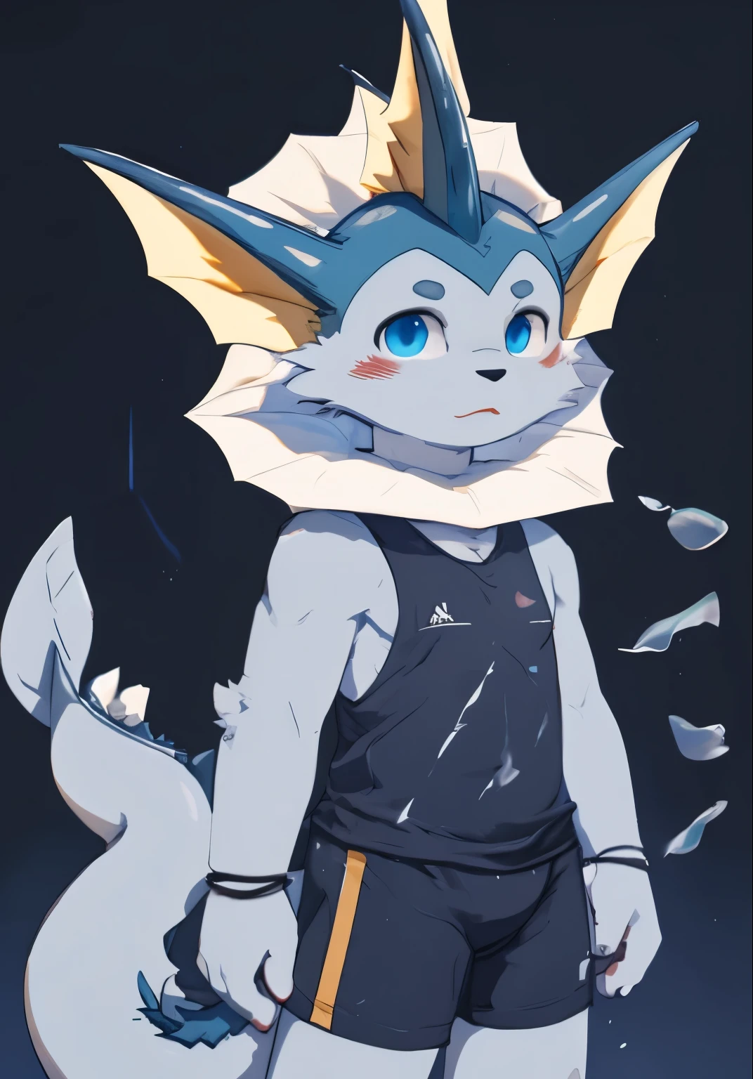 masterpiece, high quality, number, \(artwork\),(fluffy fur,Character focus:1.1), Walter Ibrahimovic, Vaporeon, steam,whole body, Shota，**********s，boys，juvenile，proudly，Bright Eyes,panoramic,Character focus.(Detailed background:0.7),alone,hairy的 male ,male focus,Hana Charcoal,eyes are very bright, panoramic, Character Focus Solo, Protruding crotch, hairy, hairy Shota,blue eyes，Wearing a blue student swimsuit，one-piece swimsuit，young style，charming，long tail, sweating