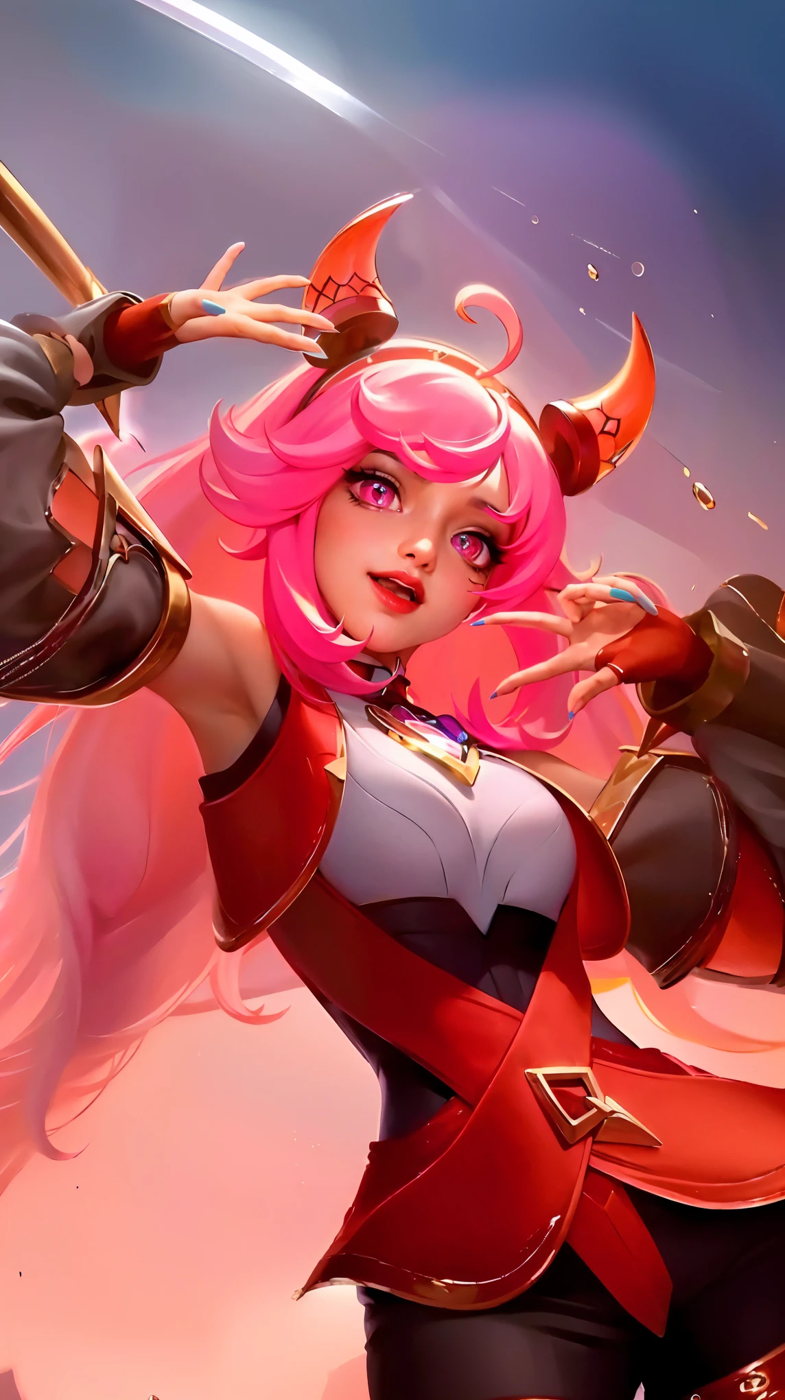 (8k, RAW photo, photorealistic:1.25) ,( lipgloss, eyelashes, gloss-face, glossy skin, best quality, ultra highres, depth of field, chromatic aberration, caustics, Broad lighting, natural shading, looking at viewer with a serene and goddess-like happiness, a close up of a woman with pink hair