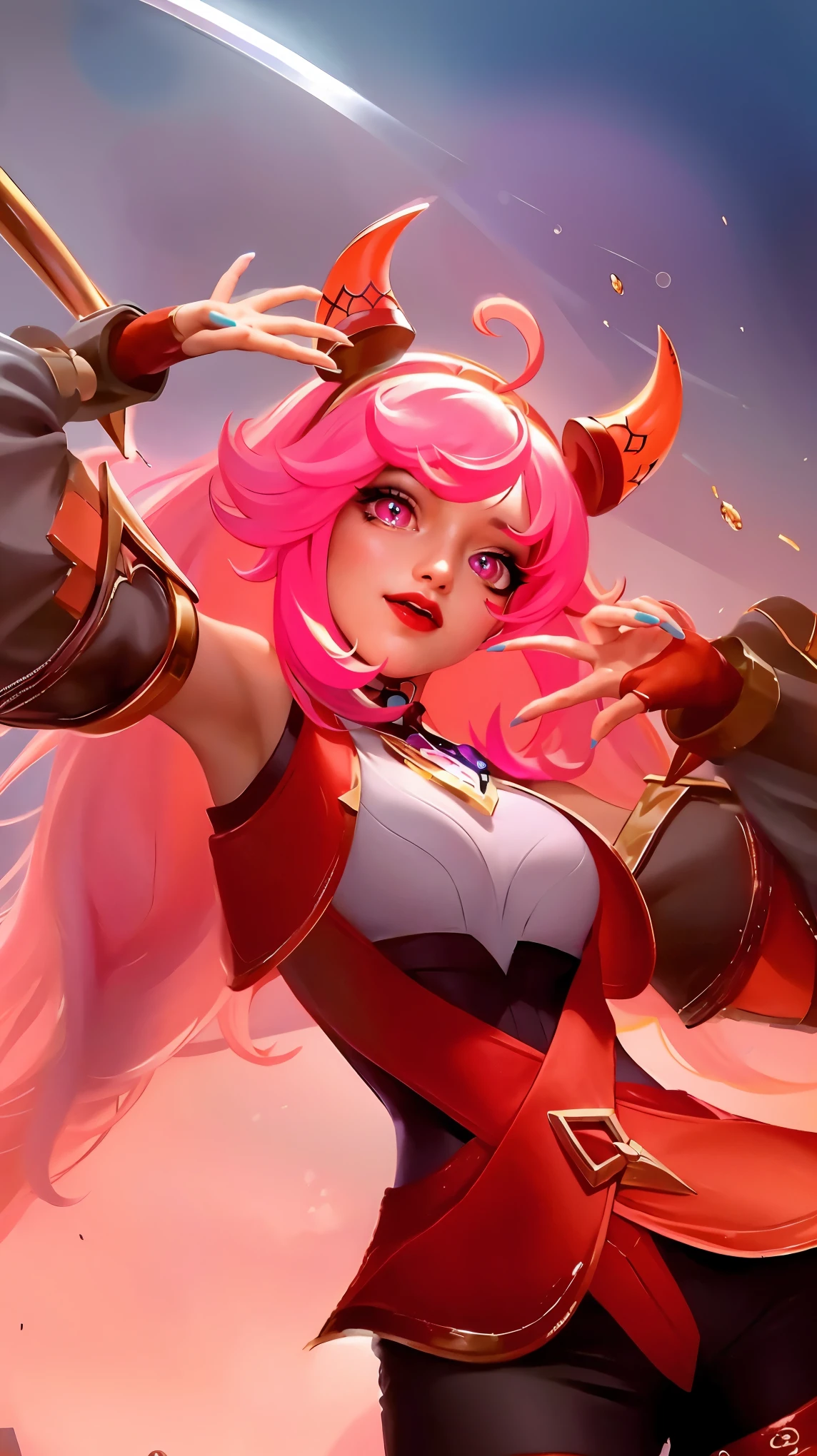 (8k, RAW photo, photorealistic:1.25) ,( lipgloss, eyelashes, gloss-face, glossy skin, best quality, ultra highres, depth of field, chromatic aberration, caustics, Broad lighting, natural shading, looking at viewer with a serene and goddess-like happiness, a close up of a woman with pink hair