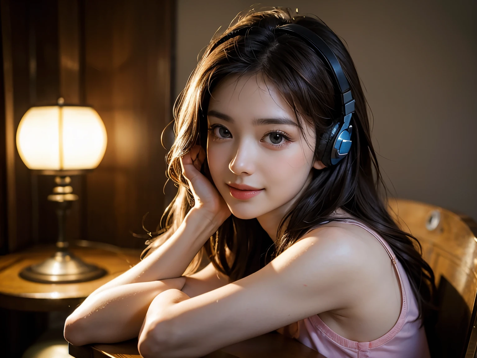 (masterpiece, best quality:1.2), (8k uhd, 16k, 32k, ultra high res), (photorealistic:1.37), (RAW photo), ultimate-realistic, ultimate-realistic details, ultimate-realistic texture, ultimate-intricate details, ultimate-realistic lighting, ultimate-realistic shadow, japanese girl, 1girl, 24yo, ultimate-cute face, ultimate-RAW skin, ultimate-eyes, full body, enjoying laugh,(Complex and Beautiful: 1.2), (Dramatic Lighting: 1.2) , (staring at the viewer), female DJ, flowing white hair, detailed blue eyes, headphones on neck, pink top, tank top, slight head tilt, slight smiling faces, a lively and smoky translucent club environment, insanely detailed, film grain, Hasselblad X2D 100C + XCD 2,5/25V, F/1.8, (cinematic still:1.2), freckles, 35mm photograph, film, bokeh, professional, 4k, highly detailed, perfect fingers ,Extremely Realistic, UHD,