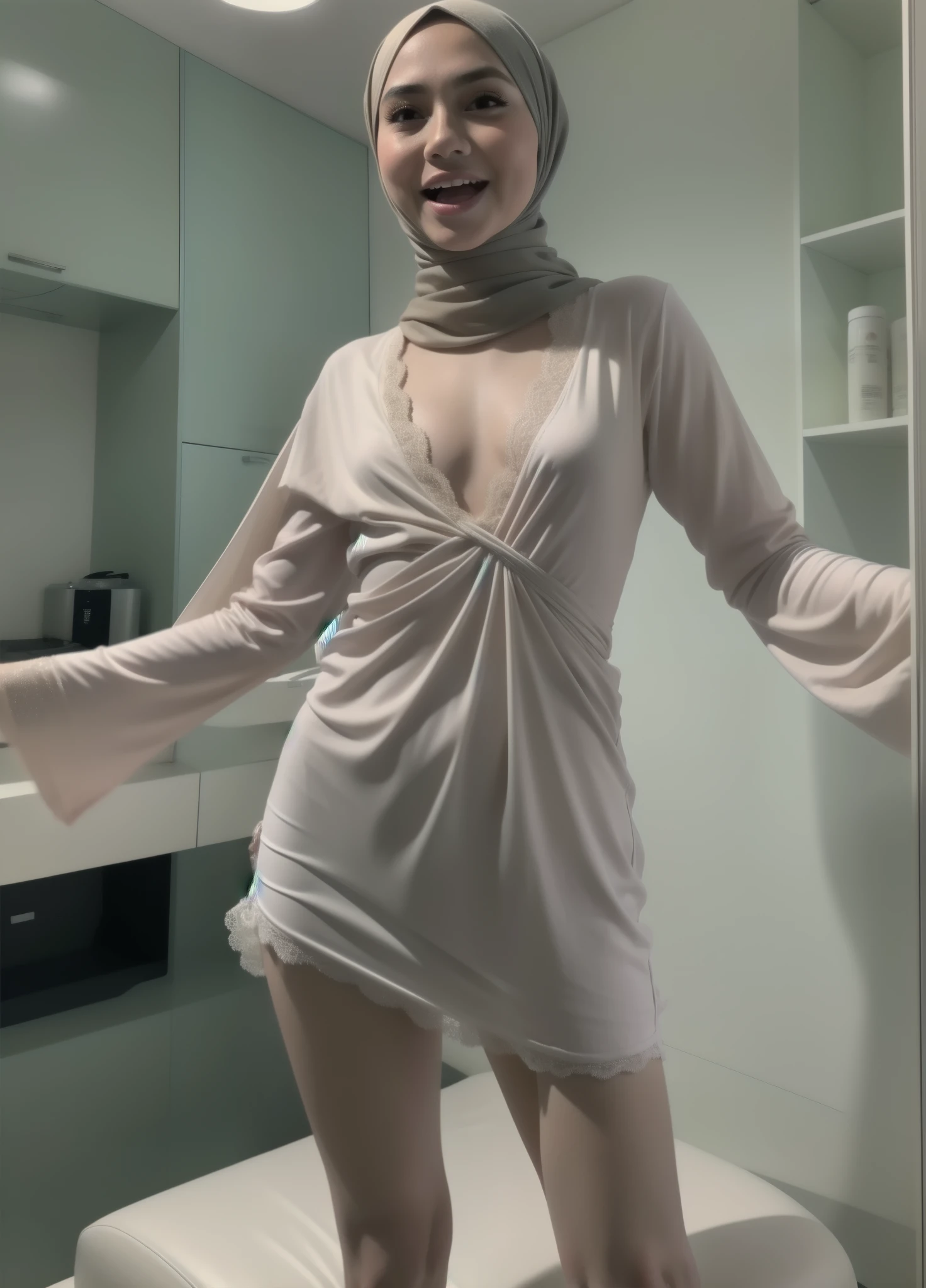 HIJAB MALAY GIRL, masutepiece, High quality, UHD 32K, Realistic face, Realistic skin feeling , A Japanese Lady, 8 , , Very cute and baby-likee, Women's Competition One-Piece Swimsuit, Sitting, itting open legs, Spread Leg, Yor, cum shots, cum on chest, (((facials))), (((Smile))), (((FLAT CHEST))), (((OPEN MOUTH))),