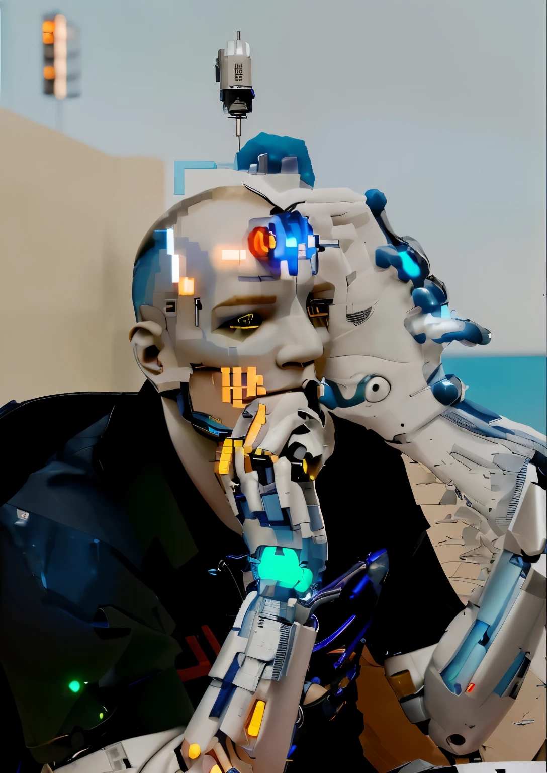 Cyborg, Future, cyberpunk character, robotic body,（Pacific Rim, blue colors：1.1）, 1 person, Mechanical miracle, anatomically correct, textured leather, Best quality, Awarded, High quality, A high resolution, 16k
Cyborg, Future, cyberpunk character, robotic body,（Pacific Rim, blue colors：1.1）, 1 person, Mechanical miracle, anatomically correct, textured leather, Best quality, Awarded, High quality, A high resolution, 16k
\]