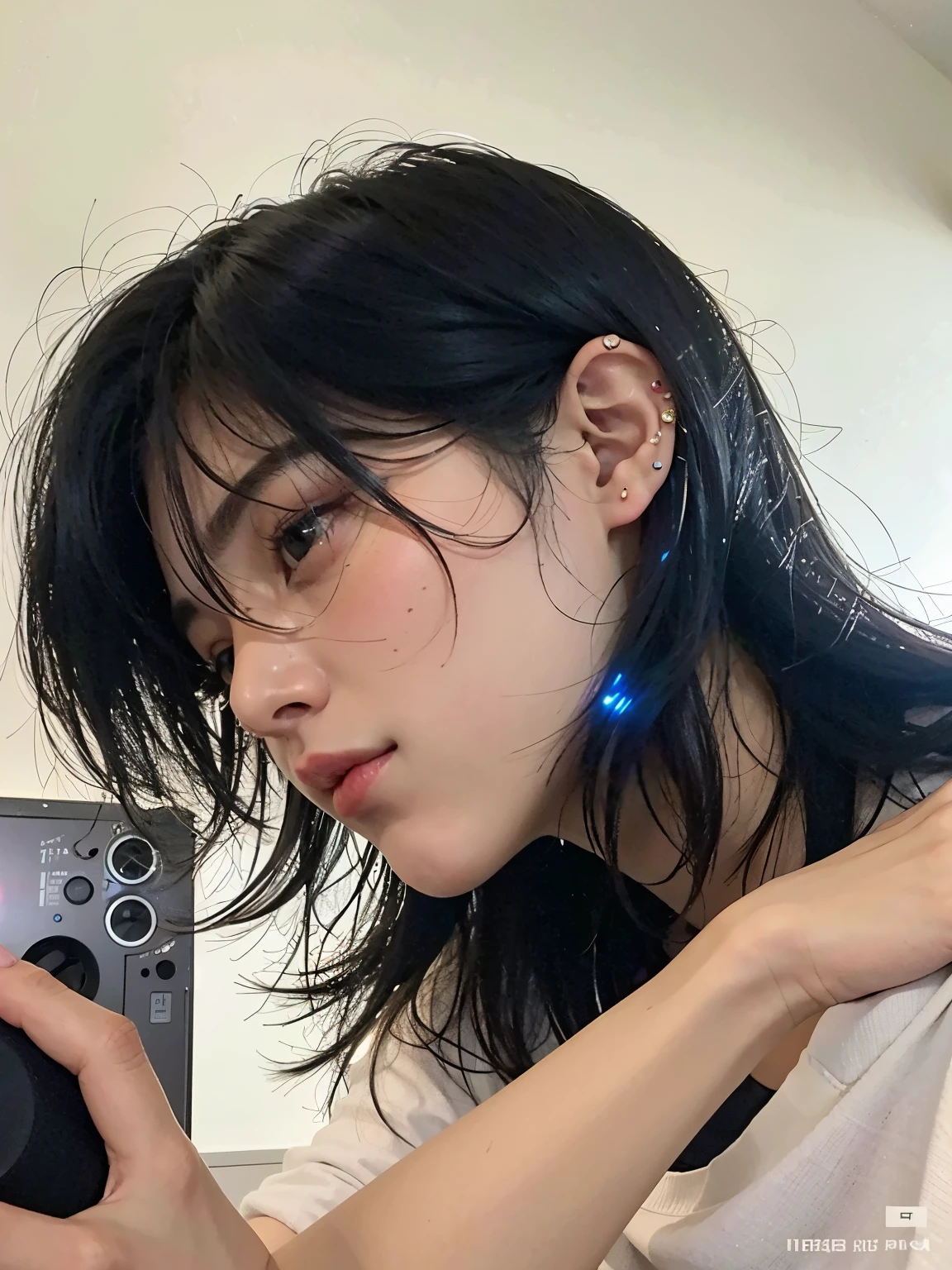 homem cinzelado, com cabelos loiros e piercings, sitting in front of a television, Jungkook, Kim Doyoung, Jimin\the right eyelid is swollen, com o mesmo penteado, Cai Xukun, taejune kim, inspirado em Kun Can, taken at the beginning of 2020, 1 Menino de 7 anos, rosto magro, hyung tae, xqc