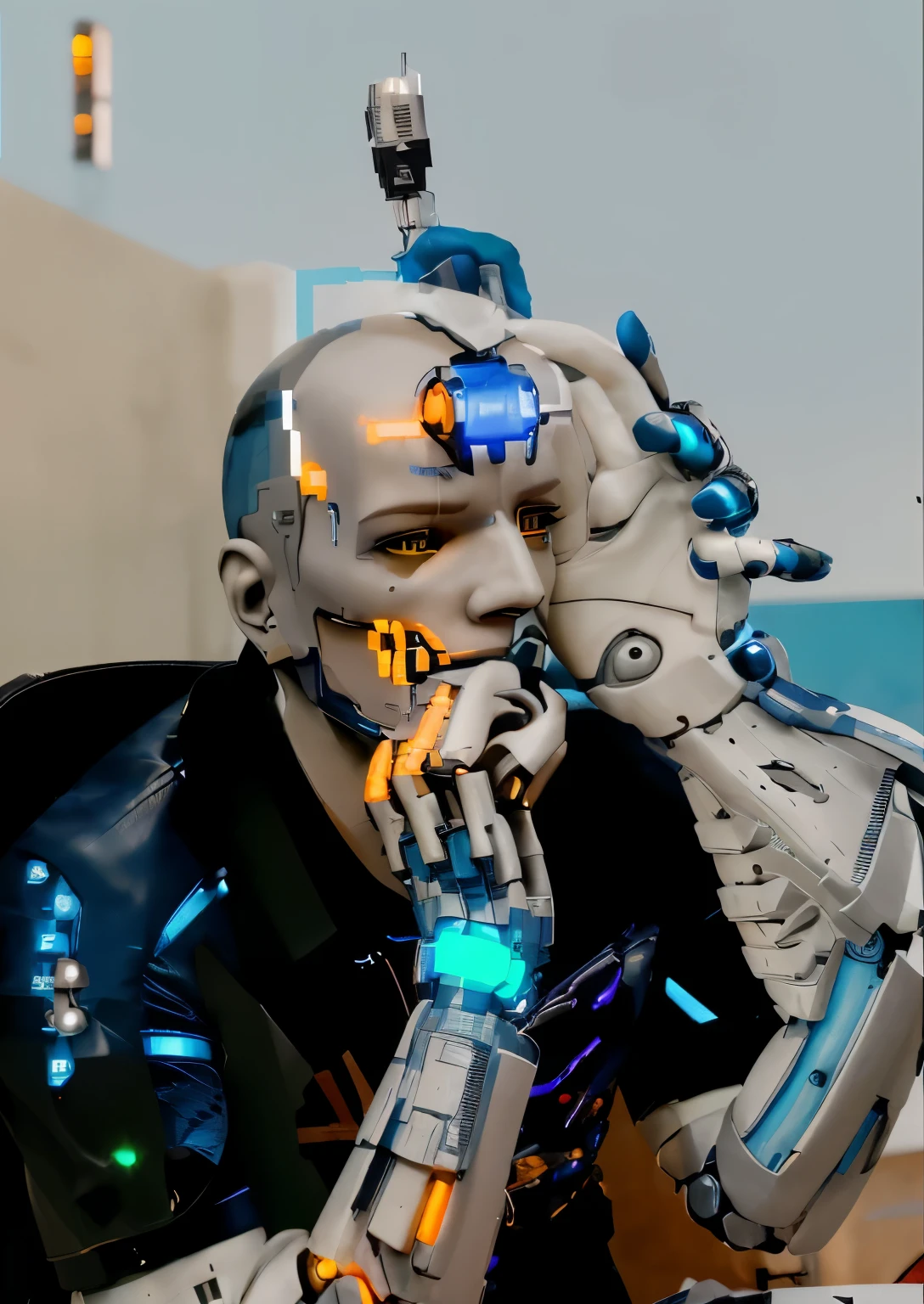 Cyborg, Future, cyberpunk character, robotic body,（Pacific Rim, blue colors：1.1）, 1 person, Mechanical miracle, anatomically correct, textured leather, Best quality, Awarded, High quality, A high resolution, 16k
Cyborg, Future, cyberpunk character, robotic body,（Pacific Rim, blue colors：1.1）, 1 person, Mechanical miracle, anatomically correct, textured leather, Best quality, Awarded, High quality, A high resolution, 16k
\]