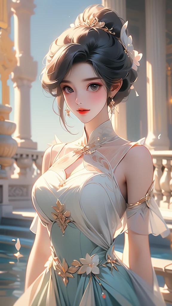 ((Best Quality, 8K, Masterpiece: 1.3)), 1girl, Slim Abs Beauty: 1.3, (Hairstyle Casual, Big Breasts: 1.2), Dress: 1.1, Super Fine Face, Delicate Eyes, Double Eyelids, Smile, Home