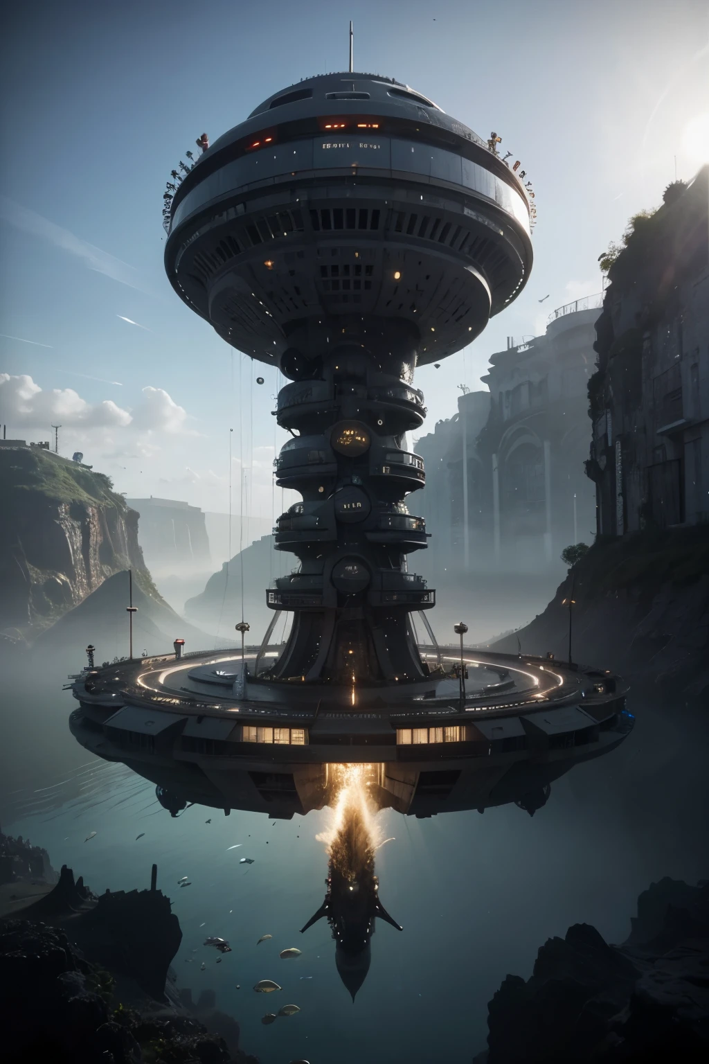 A futuristic city in an underwater city.