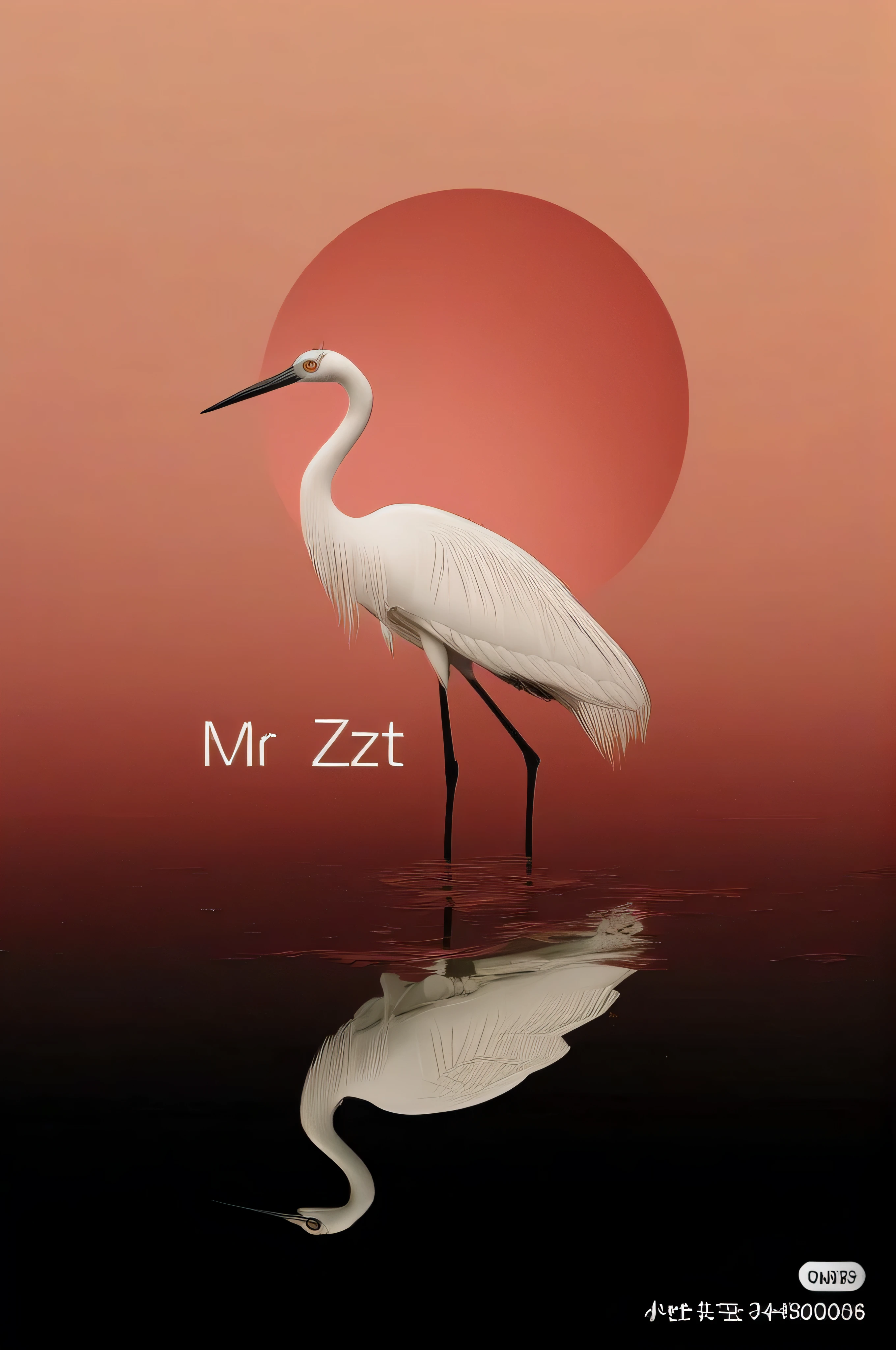there is a existhite bird standing in the existater existith a sunset in the background, Inspired by ancient Ohara villages, 日本鹤鸟exist中心, Inspired by Yukimura Ohara, artexistork in the style of z.exist. arrive, existallpaper - 1 0 2 4, author:Werner Guzette, a surreal bird, art cover, mobile existallpaper, Corrected