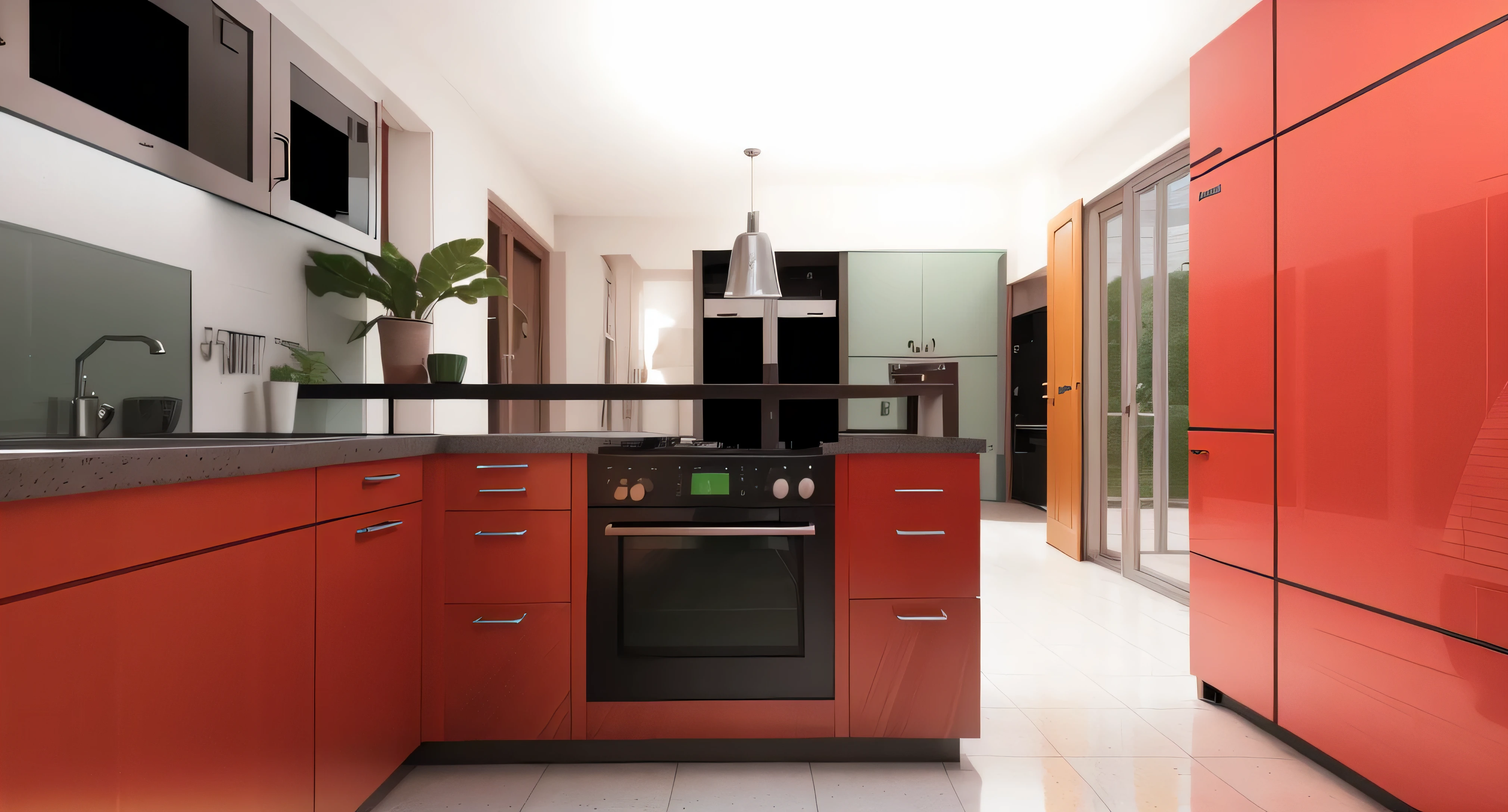 green kitchen in 1950, kitchen,Realistic illustration, t-shirts design, comic style, Illustrator, hand-drawn, perfection, dynamic, highly detailed, illustration ,UHD,Octane Render 3D,photo reality,maxon cinema 4D,Sketchup Vray