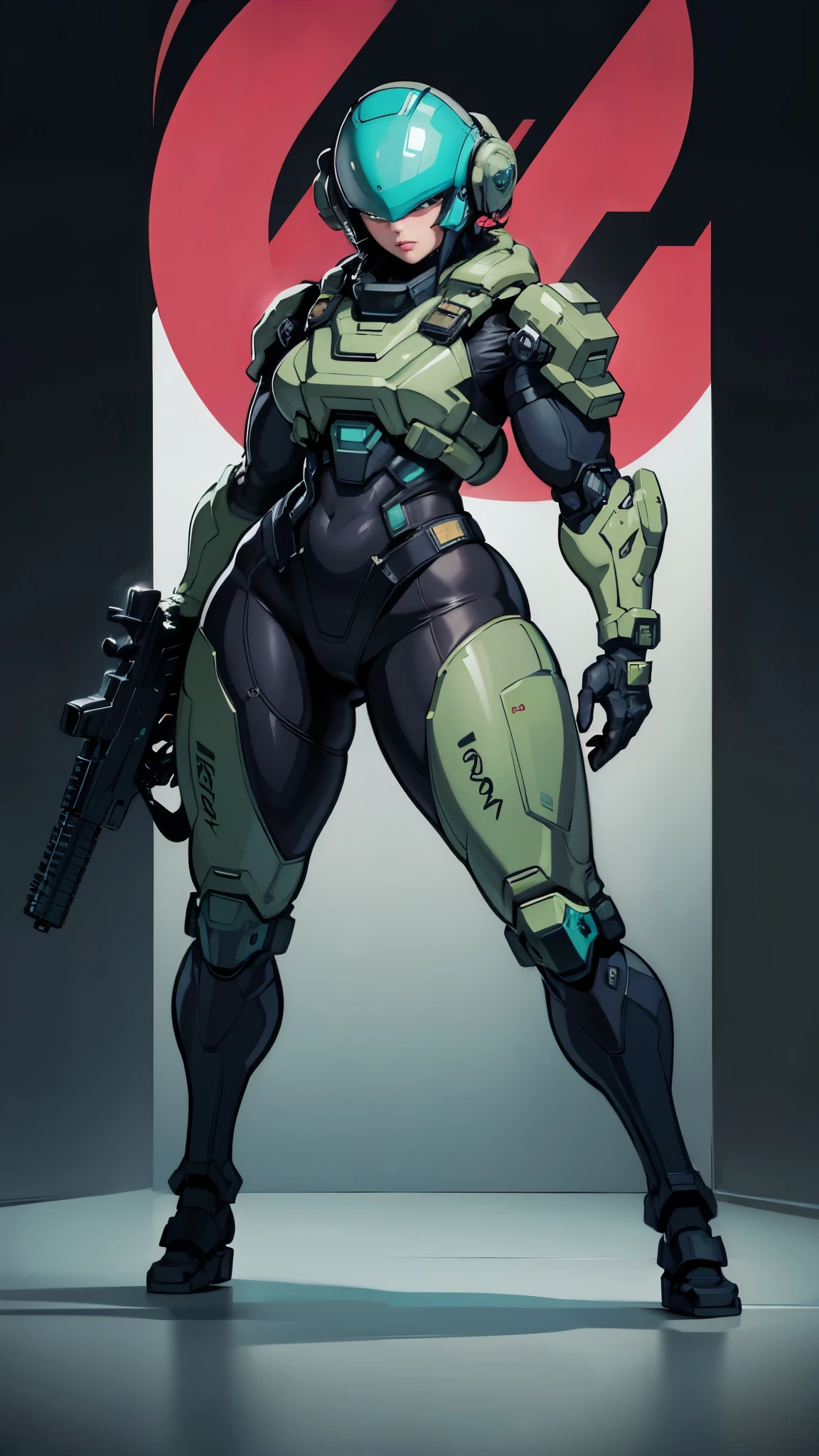 Masterpiece, High quality, ((character concept art)), ((character design sheet, same character))
a futuristic-looking female military commander, wearing a ((kevlar helmet)) and is dressed in ((turquoise suit)), holding weapon, holding gun, wearing epTactical, XCOM game inspired, XCOM character, ((wide hips)) tall, video game character design, accessories,
Expert high detail concept art, comic book style, intricate comic book outline line work, flat colors, concept art, solid background