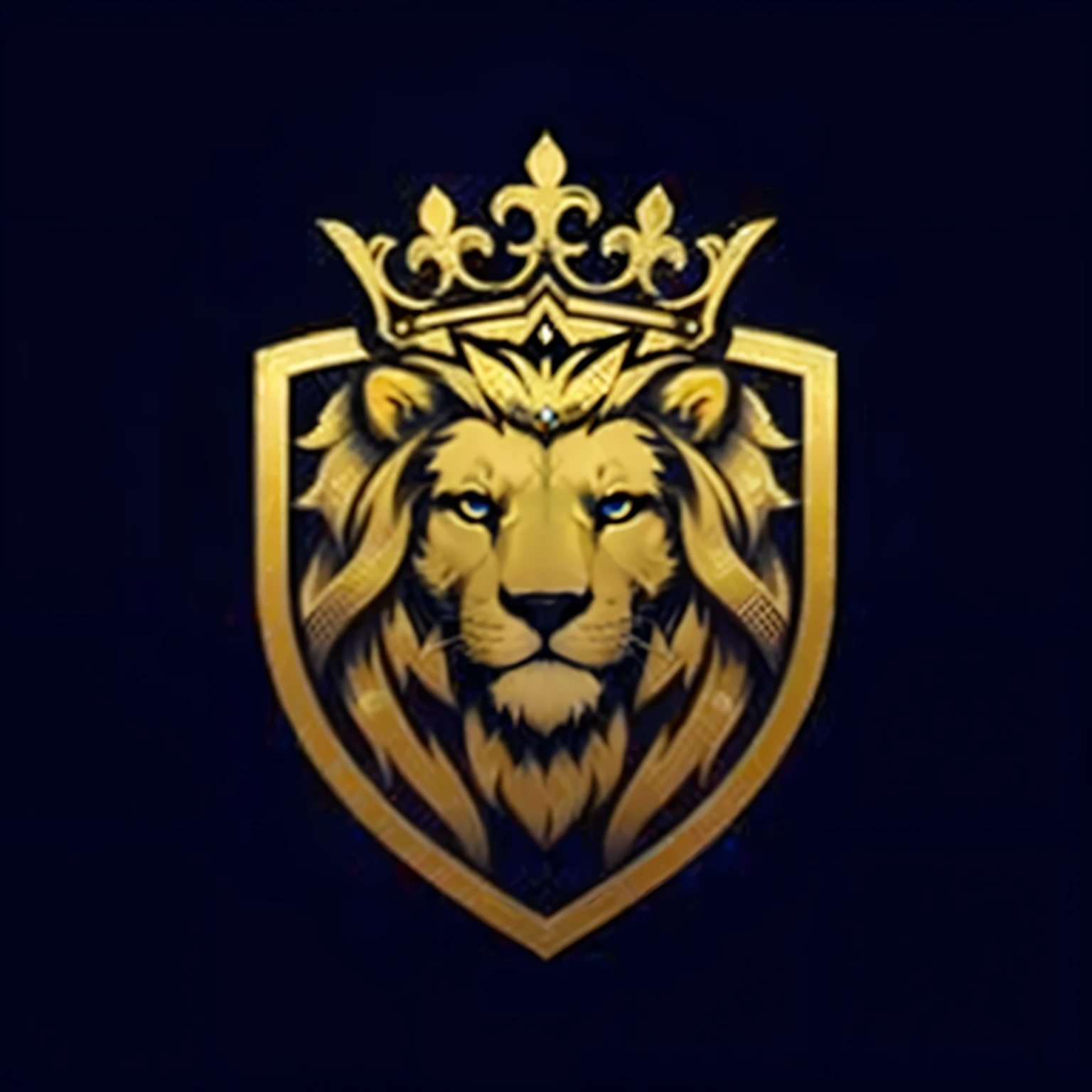 a lion with a crown on its head is shown in this logo, lion with crown, Royal insignia in the background, Lion head, lion icon, realeza kingdom, pose elegante real, Rei da floresta, third Lion head, anonymous lion face, Roaring Blue Lion. majestoso, realeza, foto de alta qualidade, emblema do escudo, real and threatening face, crista de metal afiada