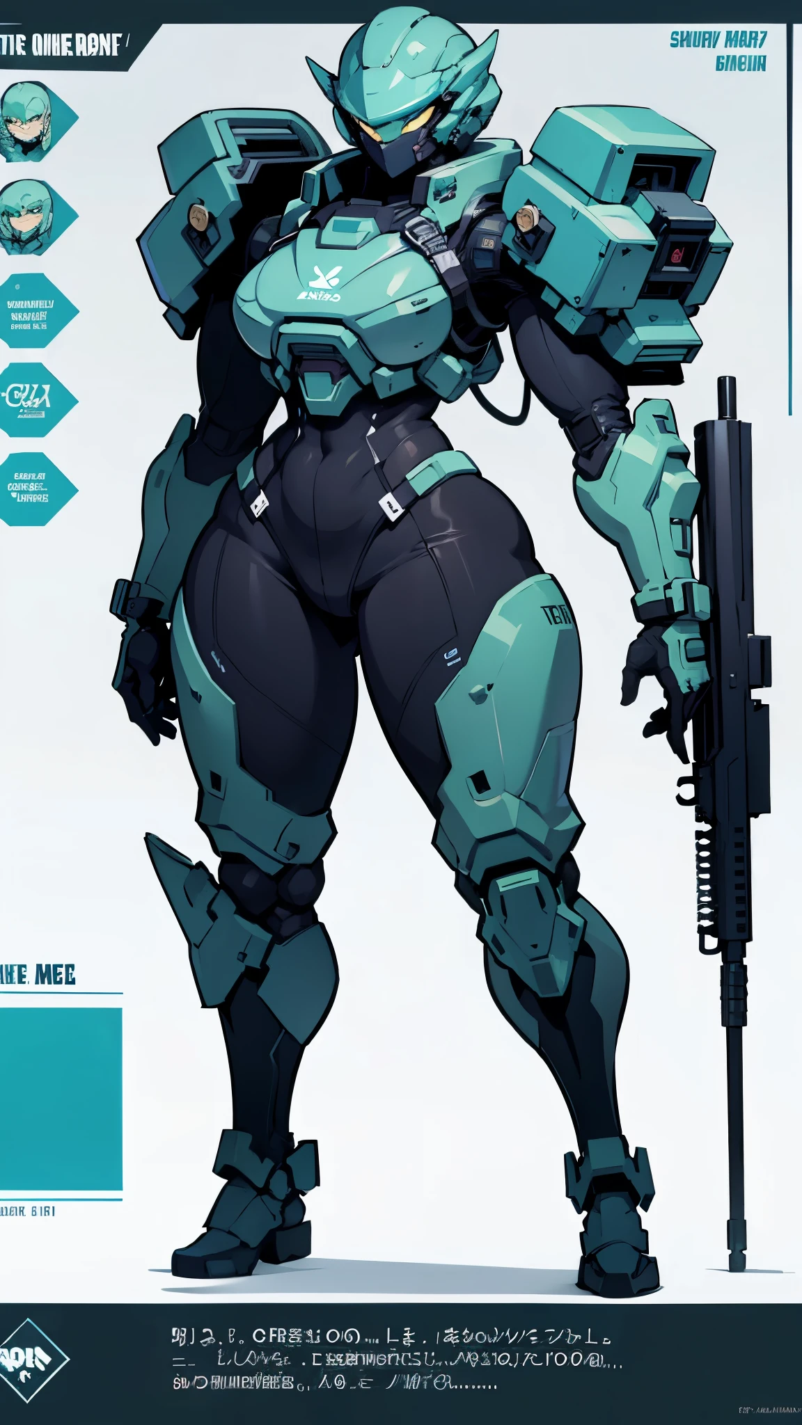 ((Masterpiece, Highest quality)), Detailed face, character design sheet full bodyesbian, Full of details, frontal body view, back body view, Highly detailed, Depth, Many parts, male cyborg with guns，full weapons, muscular, futuristic costumes, marksman