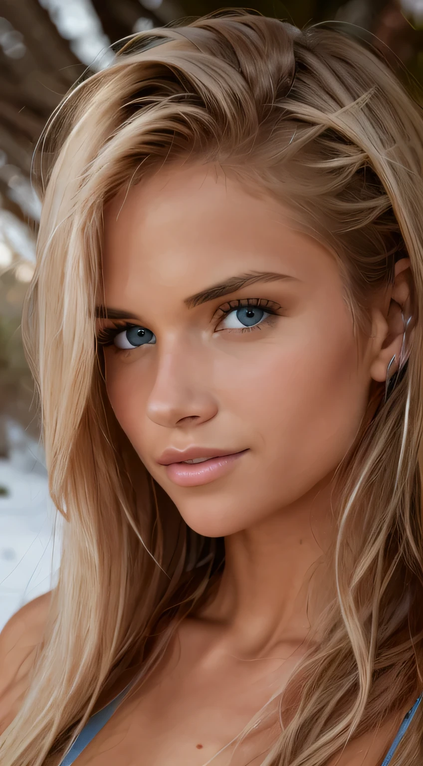 selfie, (4k photo:1.1) by (Jeremy Lipking:0.3), (Dittmann Anna:0.3), (Arian Mark:0.3), (Sharp focus:1.3), high detail, beautiful detailed face, beautiful detailed mouth, beautiful detailed eyes, beautiful detailed nose, hazel eyes, long blonde hair, (attractive young woman:1.3), (seductive:1.1), (smiling:1.1), (blushing:1.1), hourglass body shape