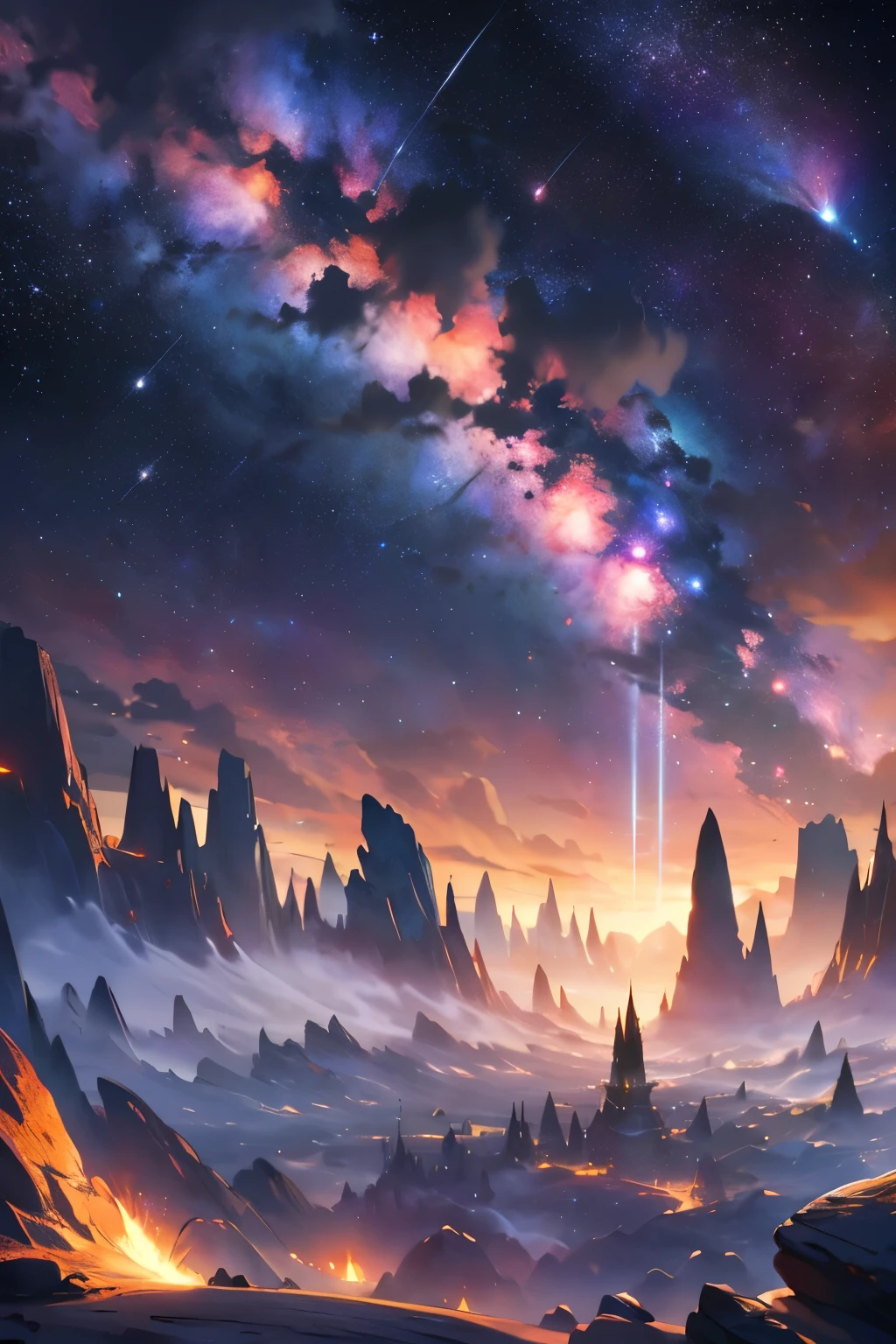  several asteroids emitting radiant auras. Dramatic illumination from distant stars and planets envelops the scene.the boundless and enigmatic universe with awe and reverence, , --s2
(Best Quality, 4k, 8K, high resolution, Masterpiece: 1.2)
