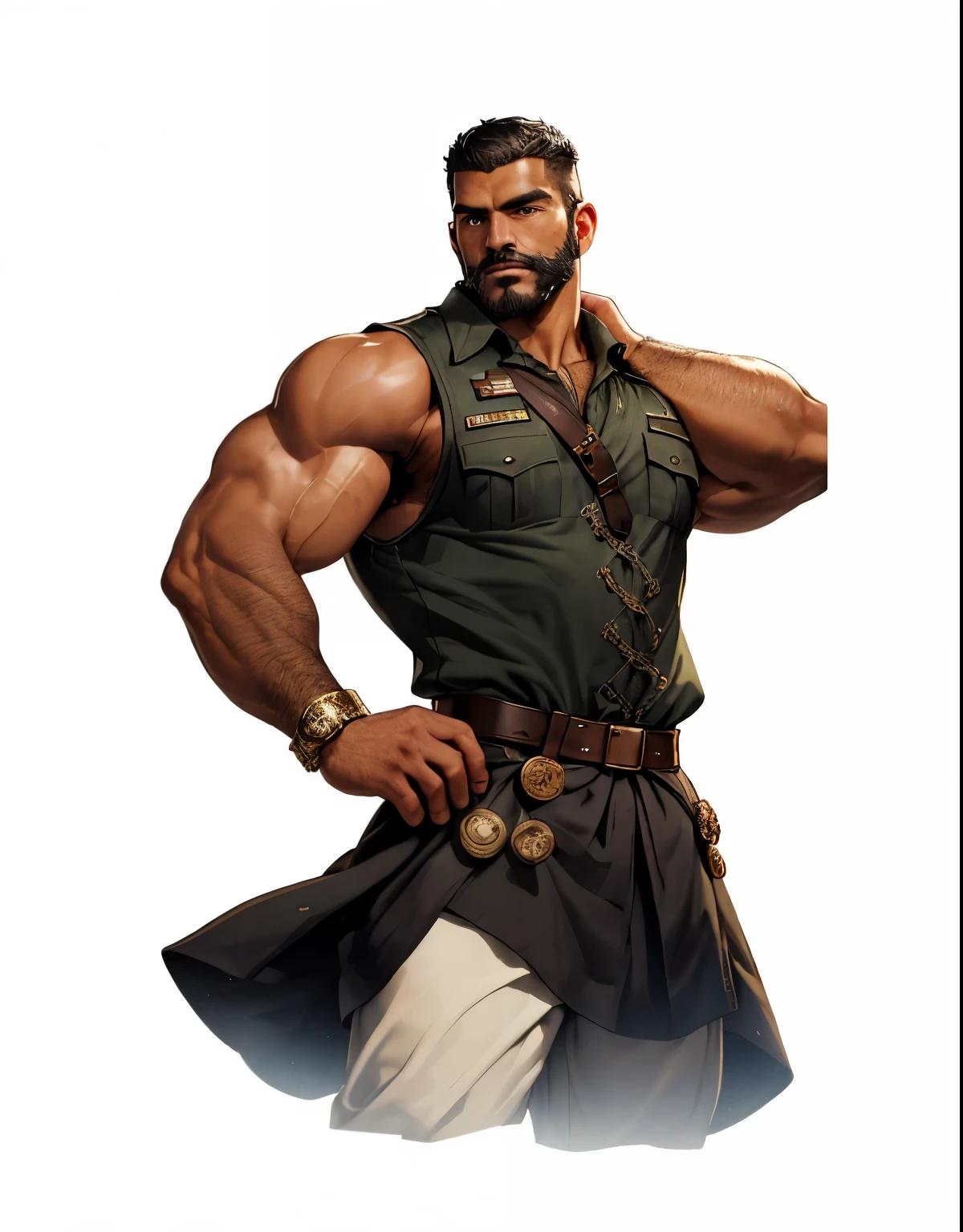 homem latino , muito bonito, barba curta, bigode , cabelo muito curto , corpo grande e musculoso, sexy , peito grande. Blue eyes, trimmed beard, looking at the viewer, blush, full body
