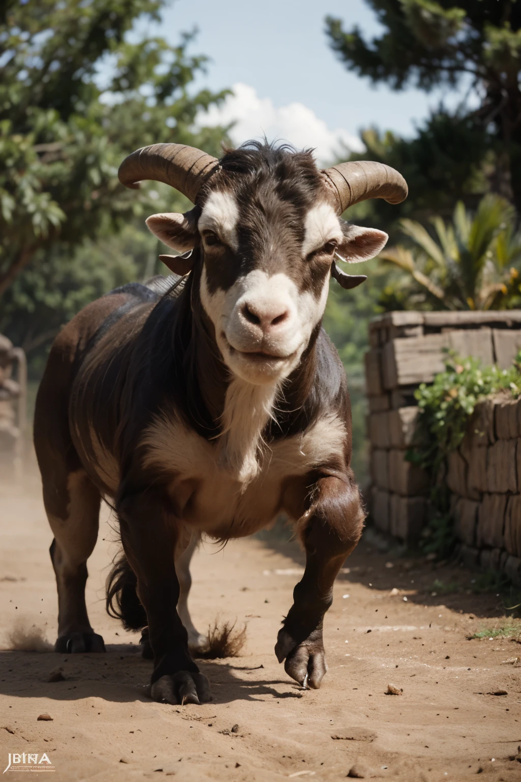 jurassic world camp cretaceuos carnotaurus toro running to attack goat
