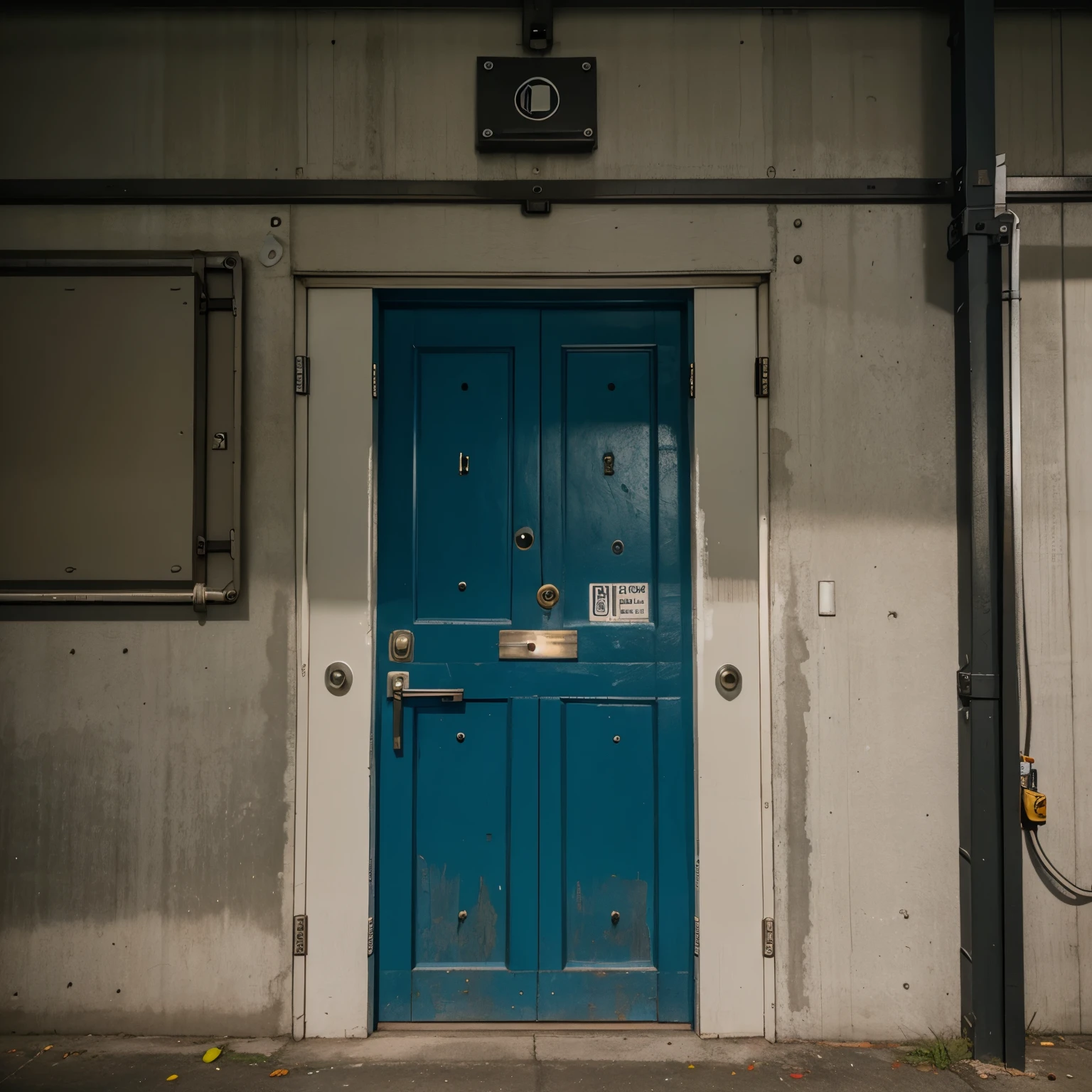 Door of an industrial warehouse closed with padlock