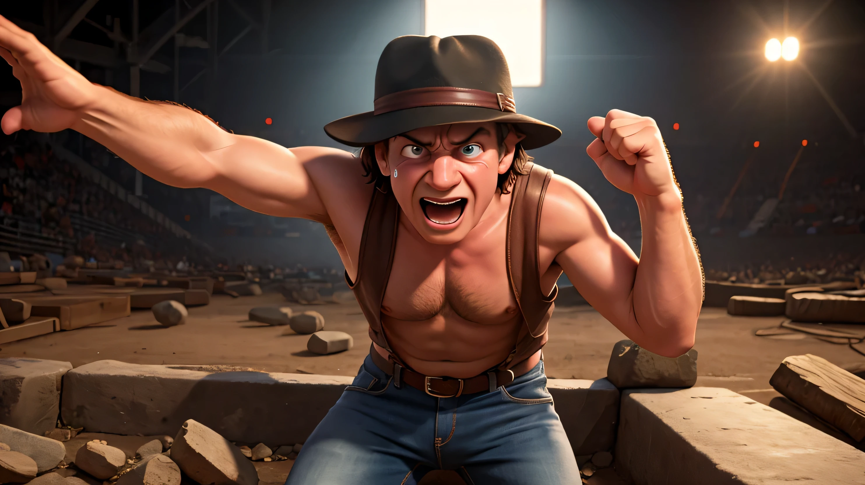 Brian Johnson do ACDC chorando, cinematic, ultra-realistic, detalhado