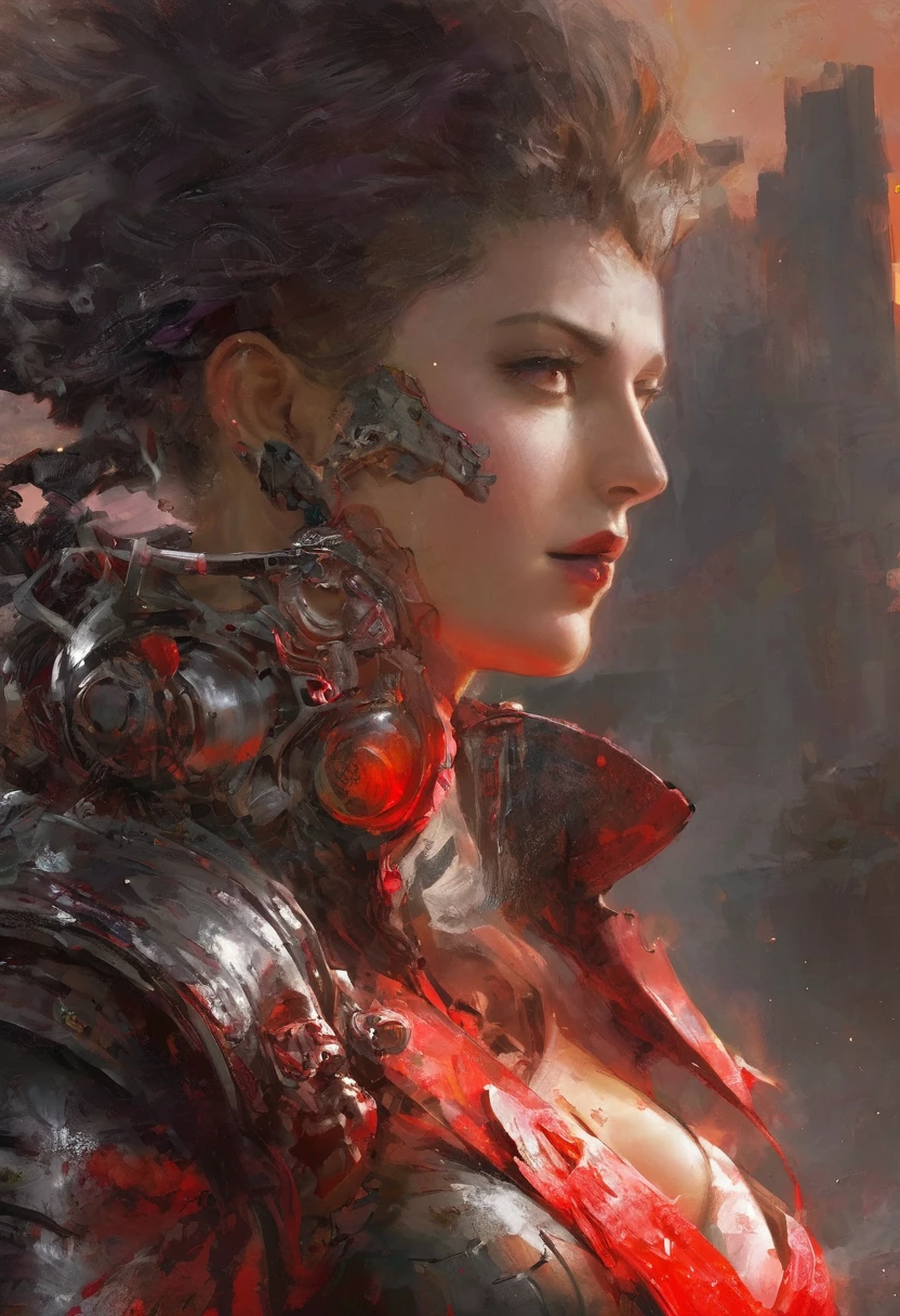 derpd, lethal cyborg assassin wearing robes armor, danger, red sky,post apocalypse