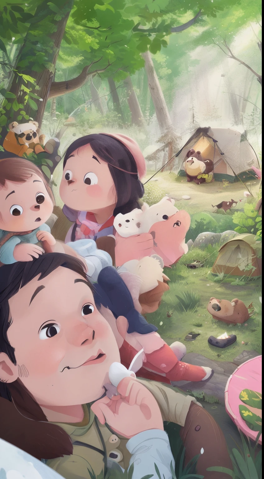 a bear is camping, kid, Deciduous Forest