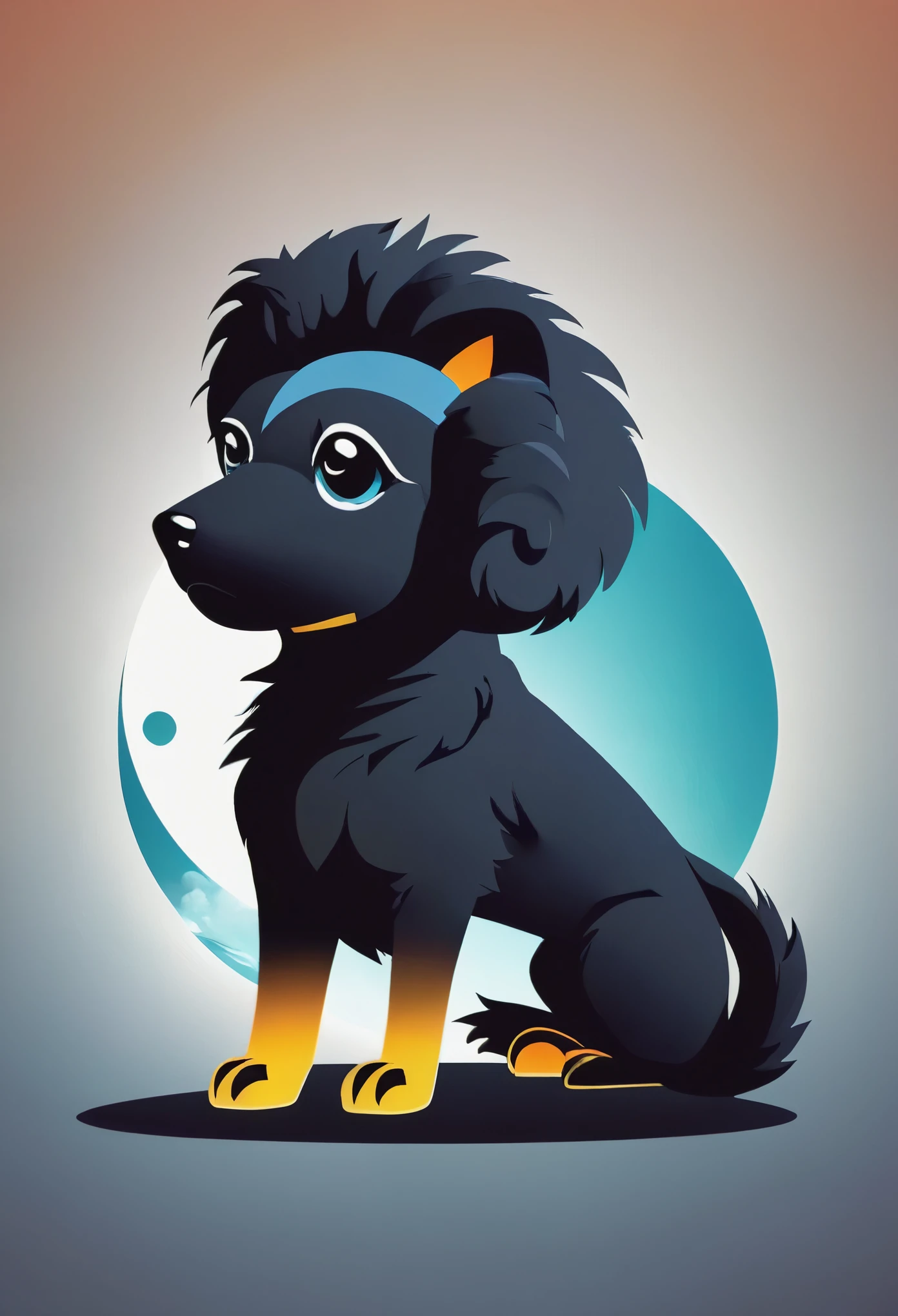 A stylized wolf in a minimalist logo, clean and simple strokes, incorporating elements of black magic such as shadowy drops that subtly intertwine in the figure of the toy-poodle, Execution, vector digital illustration, --ar 1:1 --v 5