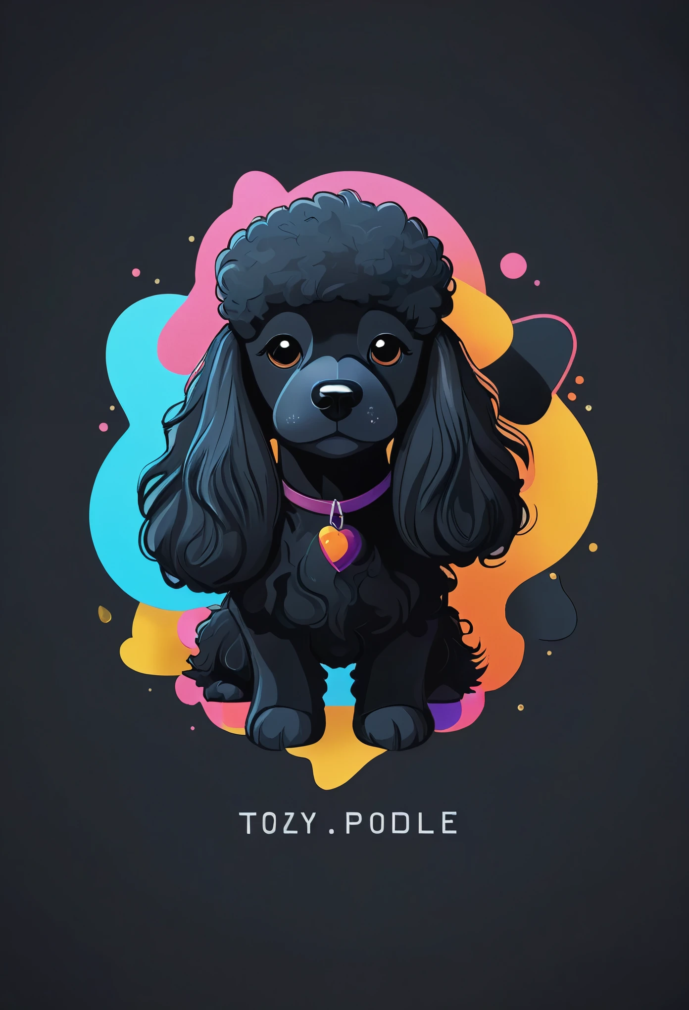 A stylized toy-poodle in a minimalist logo, clean and simple strokes, incorporating elements of black magic such as shadowy drops that subtly intertwine in the figure of the toy-poodle, Execution, vector digital illustration, --ar 1:1 --v 5