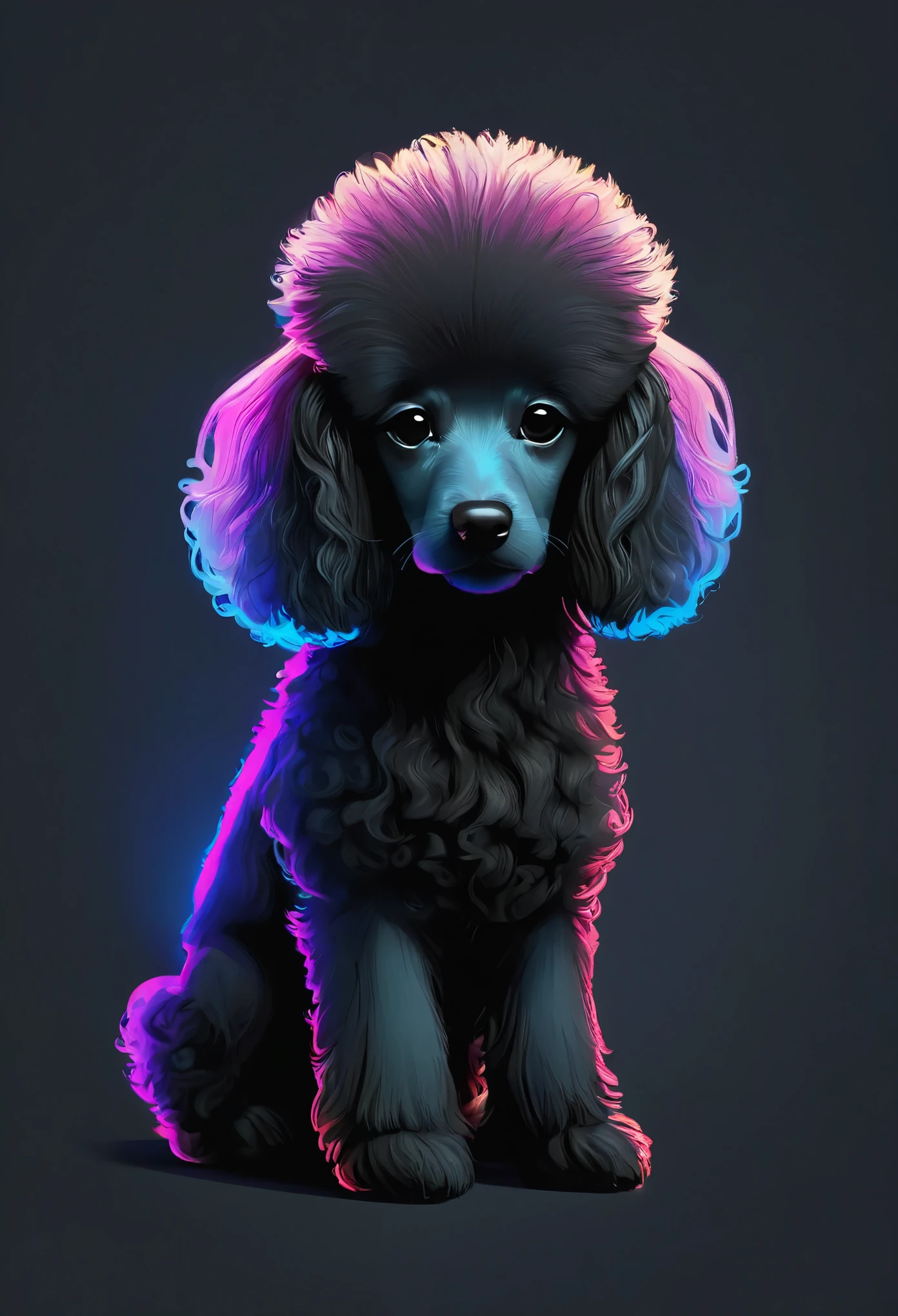 A stylized toy-poodle in a minimalist logo, clean and simple strokes, incorporating elements of black magic such as shadowy drops that subtly intertwine in the figure of the toy-poodle, Execution, vector digital illustration, --ar 1:1 --v 5