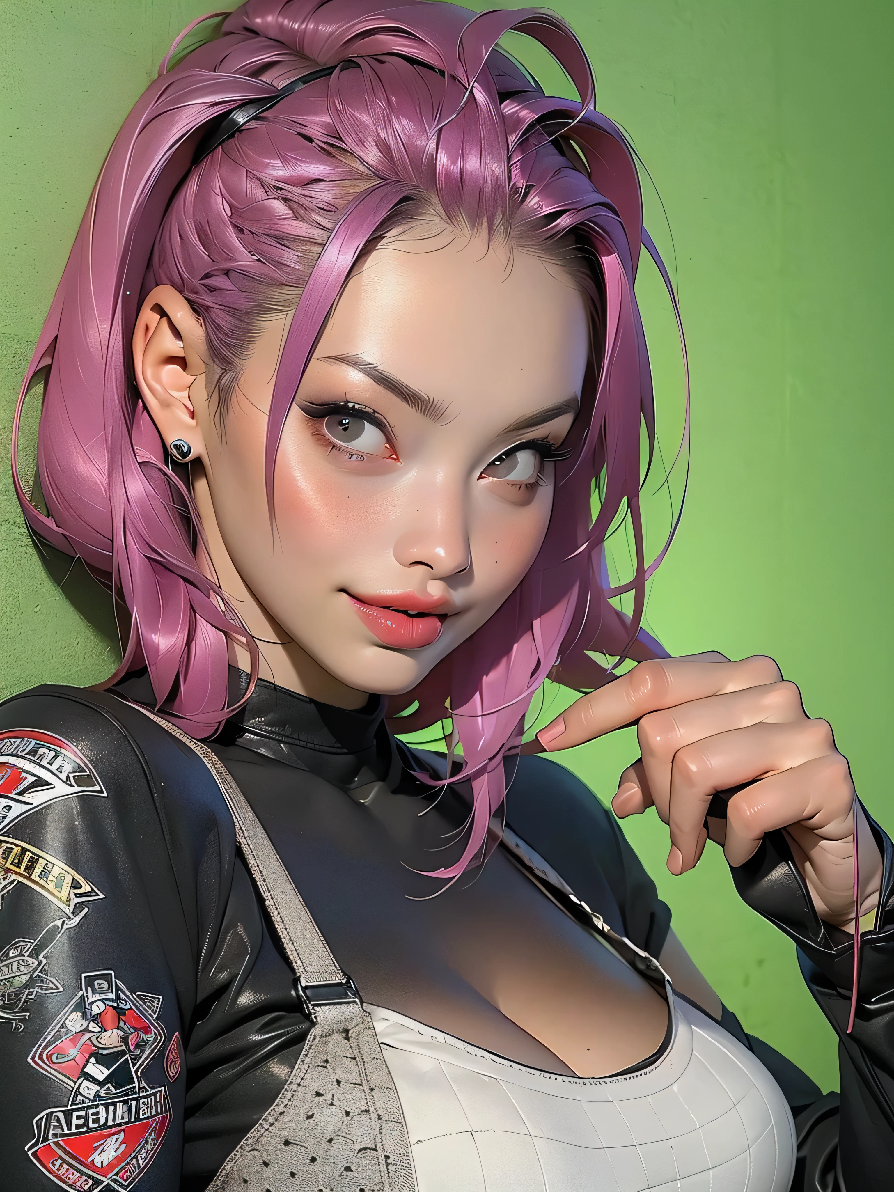 Purple eyes, (best quality, pintura de obra-prima:1.3), Oboro, Mature female, 26 anos, (tiro de meio corpo:1.3), Estudante, Uniforme escolar, (olhar sedutor:1.5), cabelo roxo, short hair, cabelo de bob empilhado, (seios grandes:1.2), (cintura estreita:1.1), clivagem, Corpo Perfeito, (corpo atletico:1.1), pele macia, cara de anime, rosto perfeito, (olhos perfeitos:1.3), olhos brilhantes, purple irises, olhos de anime, smoky eyeliner, sombra, Asian, Olhando para o Viewer, inteligente, Whiteboard background, sala de aula, foco nítido, detalhes intrincados, arte profissional, (cores vibrantes:1.1), vivid colors, diffuse lighting, Mistura digital, corpo ultra detalhado, cabelo ultra detalhe, ultra detalhe face, trending on pixiv, open top button, shy girl, olhar bonito, maquiagem, Batom Roxo, Perfect lips, maquiagem perfeita, pintura ultra detalhada, (Fotografia de paisagem:1.4), visible and excited , visible , sem calcinha