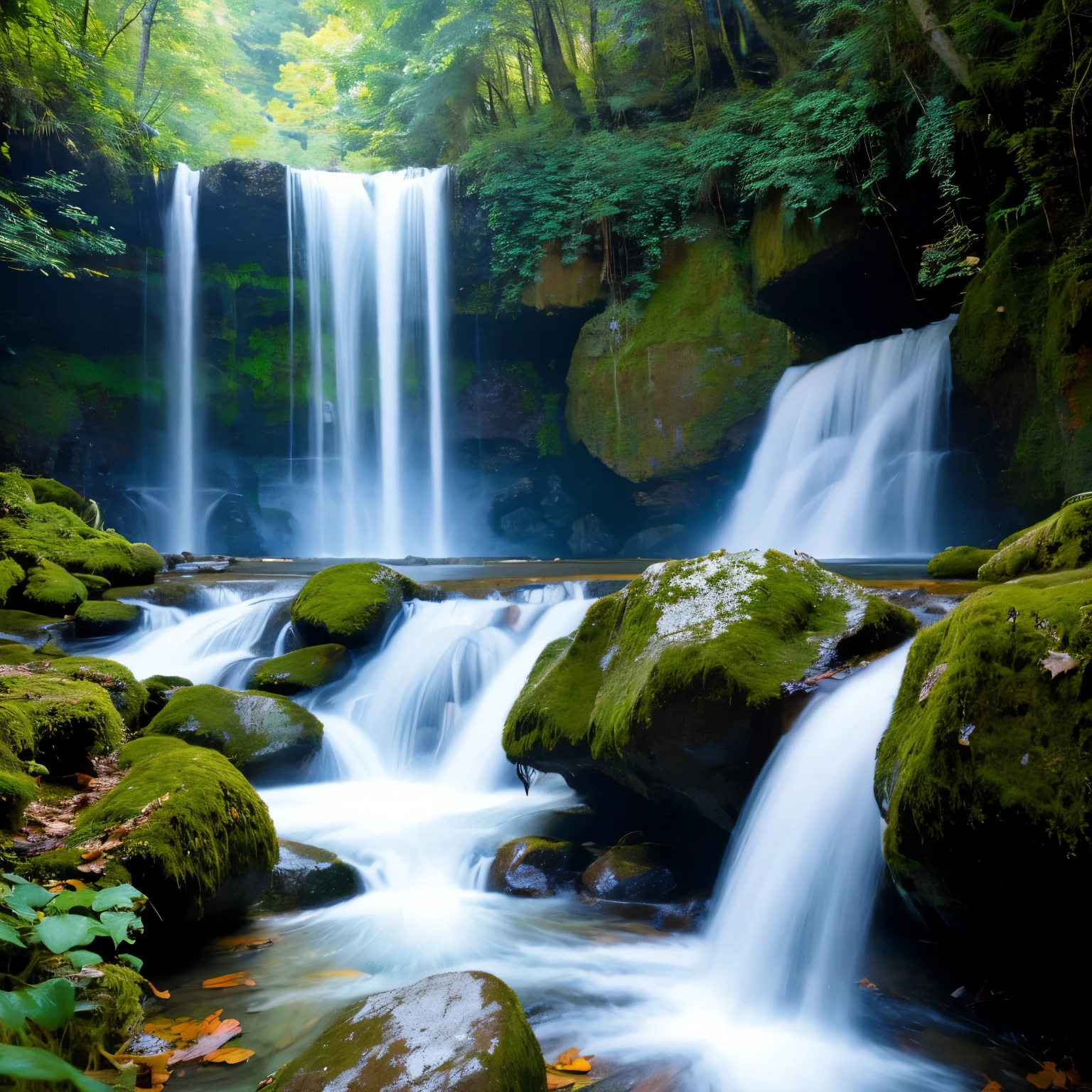 Mountain with waterfalls