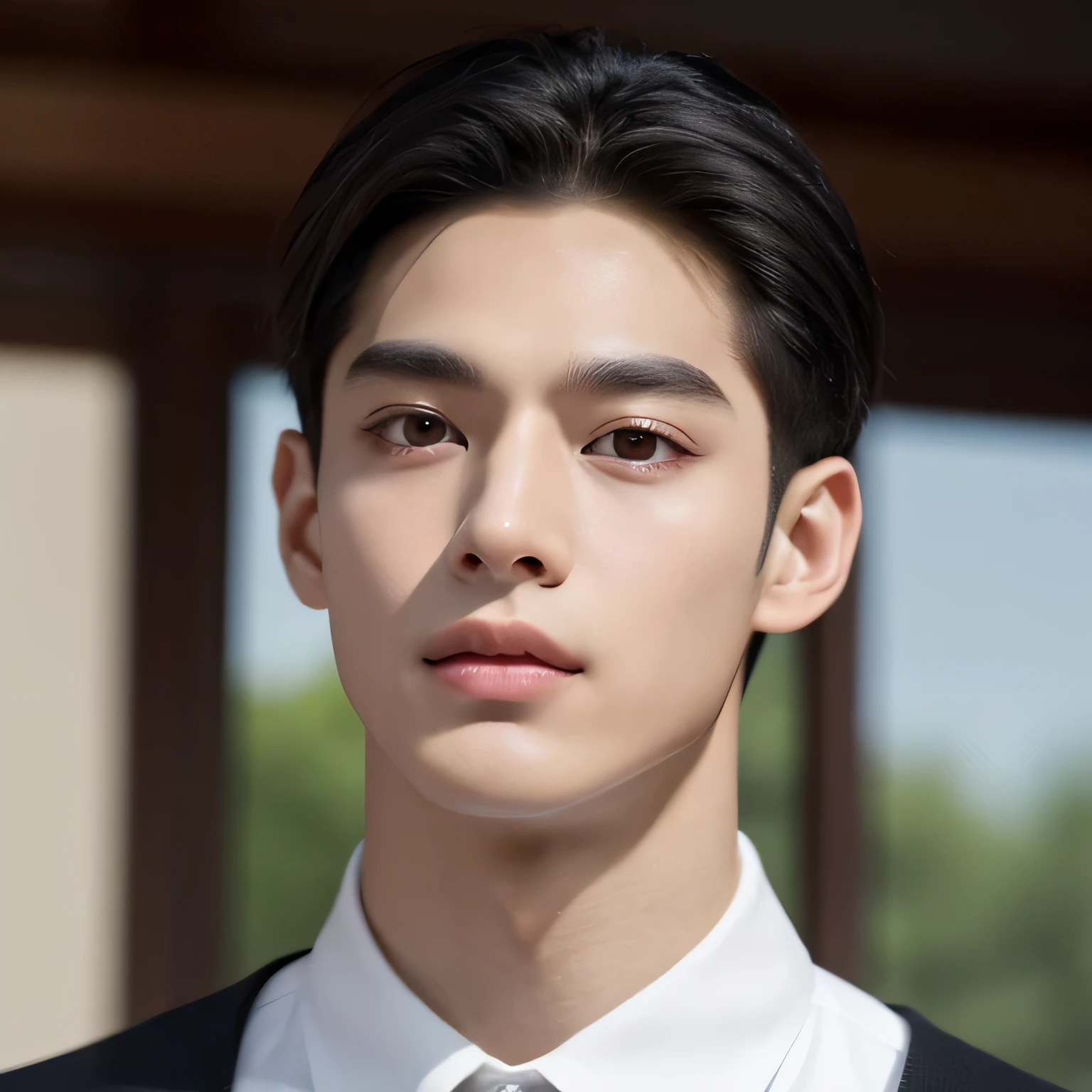 The boy has dark hair and striking features similar to those of Chan Eun Woo. His eyes glimmer with intelligence and mischief. His build is lean and muscular, with a toned physique that hints at a life of physical activity. He has a clear and radiant complexion, giving him an air of youth and vitality. His sense of style is immaculate, with a modern and sophisticated look. He carries himself with confidence and a playful spirit.The boy has jet-black hair and almond-shaped eyes, framed by thick, arched eyebrows similar to those of Chan eun woo. His eyes gleam with intelligence and mischief, suggesting a sharp mind and a playful personality. His skin glows with a healthy, golden hue and his features are perfectly proportioned, giving him an almost ethereal beauty