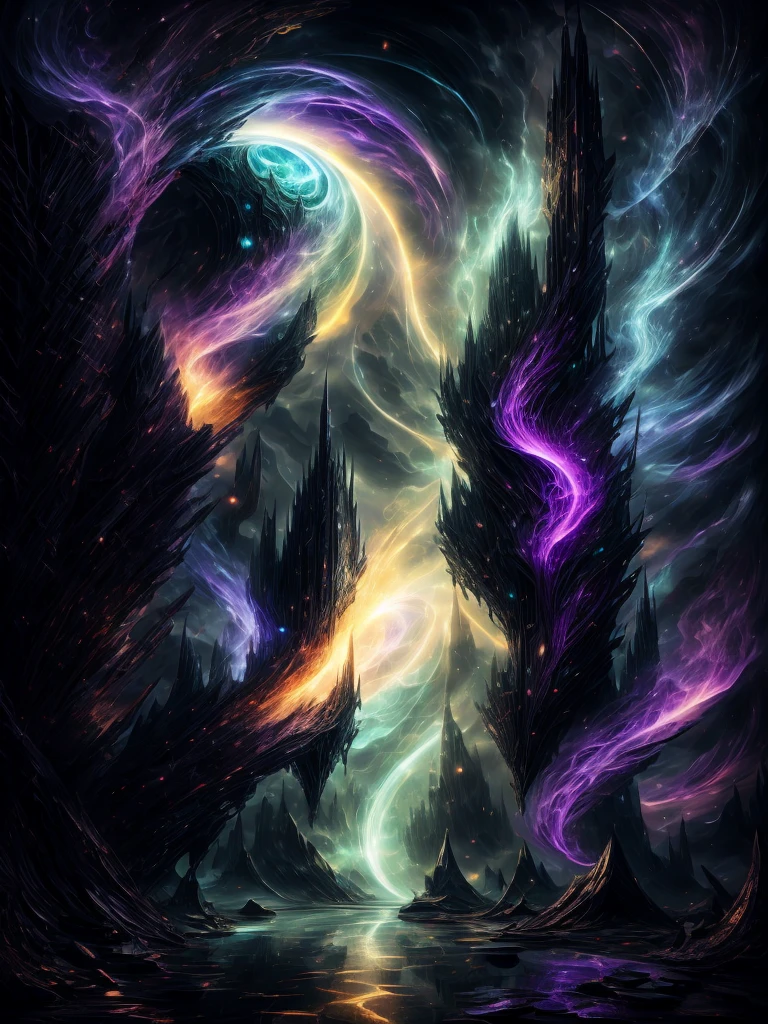 Window to another dimension Tyndall&#39;s effect opens a window to another dimension，Their changes and geometric shapes make one feel like they are in a fantasy world where space dances magic with fantasy and mystery., The mysterious atmosphere of light and shadow art, cleverly illuminate, Highly detailed digital art in pastel colors，fantasy art behavior，surreal