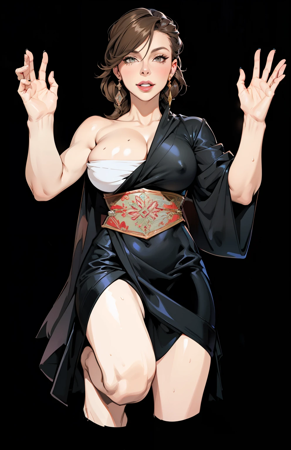 milf, mature female, busty, huge , huge breasts, hentai, high detail, close up, symmetrical, high quality, absurdres, high res, ultrasharp, 8K, masterpiece, extreme attention to detail, perfect face,Realistic, (masterpiece, top quality, best quality,) very detailed, most detailed, (1woman:1.3), nsfw, smile, red lips, kate beckinsale face, long hair, nipples, nipple, pointy nipple,