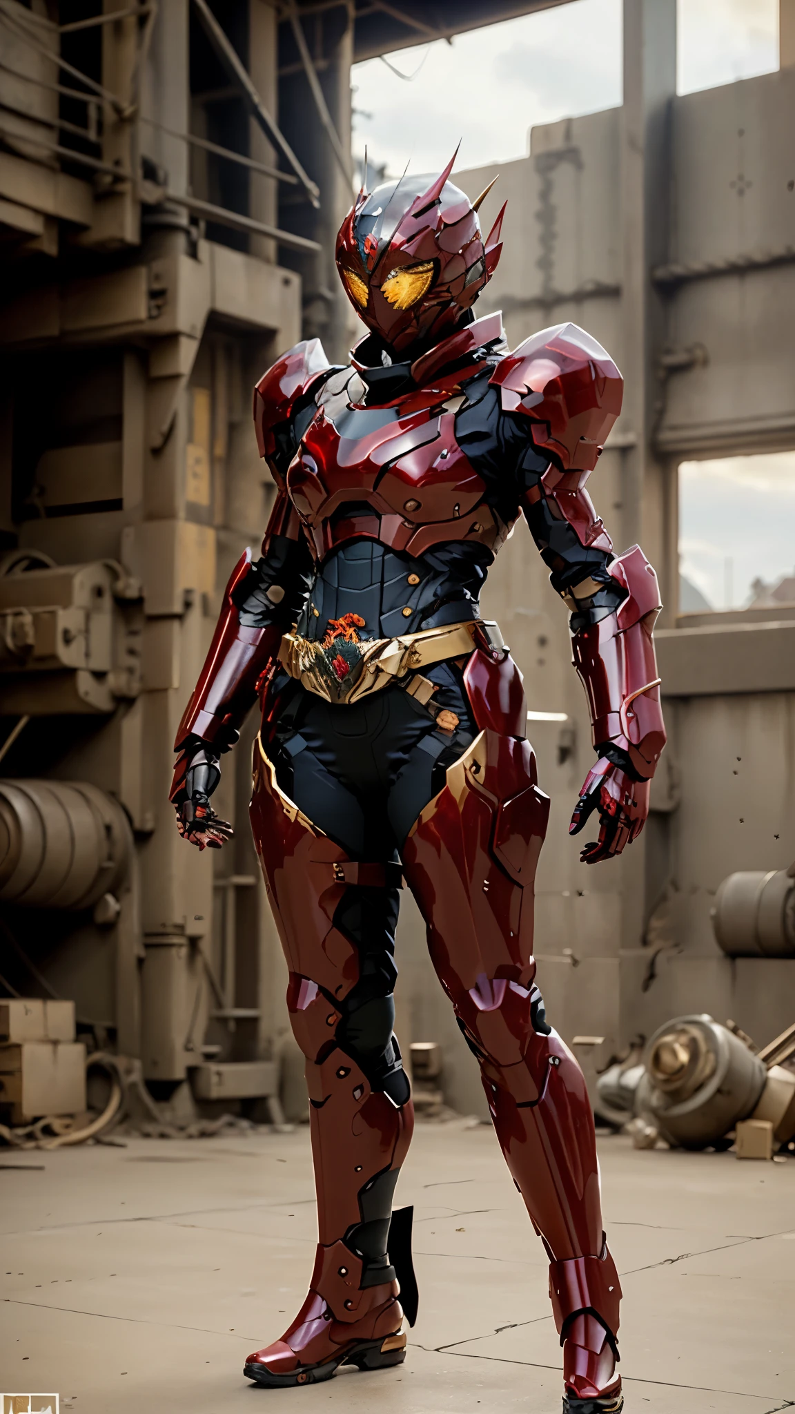 A woman adorned in fantasy-style full-body armor, a crown-concept fully enclosed helmet that unveils only her eyes, a composite layered chest plate, fully encompassing shoulder and hand guards, a lightweight waist armor, form-fitting shin guards, the overall design is heavy-duty yet flexible, ((the armor gleams with a golden glow, complemented by red and blue accents)), exhibiting a noble aura, she floats above a fantasy-surreal high-tech city, this character embodies a finely crafted fantasy-surreal style armored hero in anime style, exquisite and mature manga art style, (Queen bee mixed with Spider concept Armor, plasma, blood), ((Element, energy, elegant, goddess, femminine:1.5)), metallic, high definition, best quality, highres, ultra-detailed, ultra-fine painting, extremely delicate, professional, anatomically correct, symmetrical face, extremely detailed eyes and face, high quality eyes, creativity, RAW photo, UHD, 32k, Natural light, cinematic lighting, masterpiece-anatomy-perfect, masterpiece:1.5