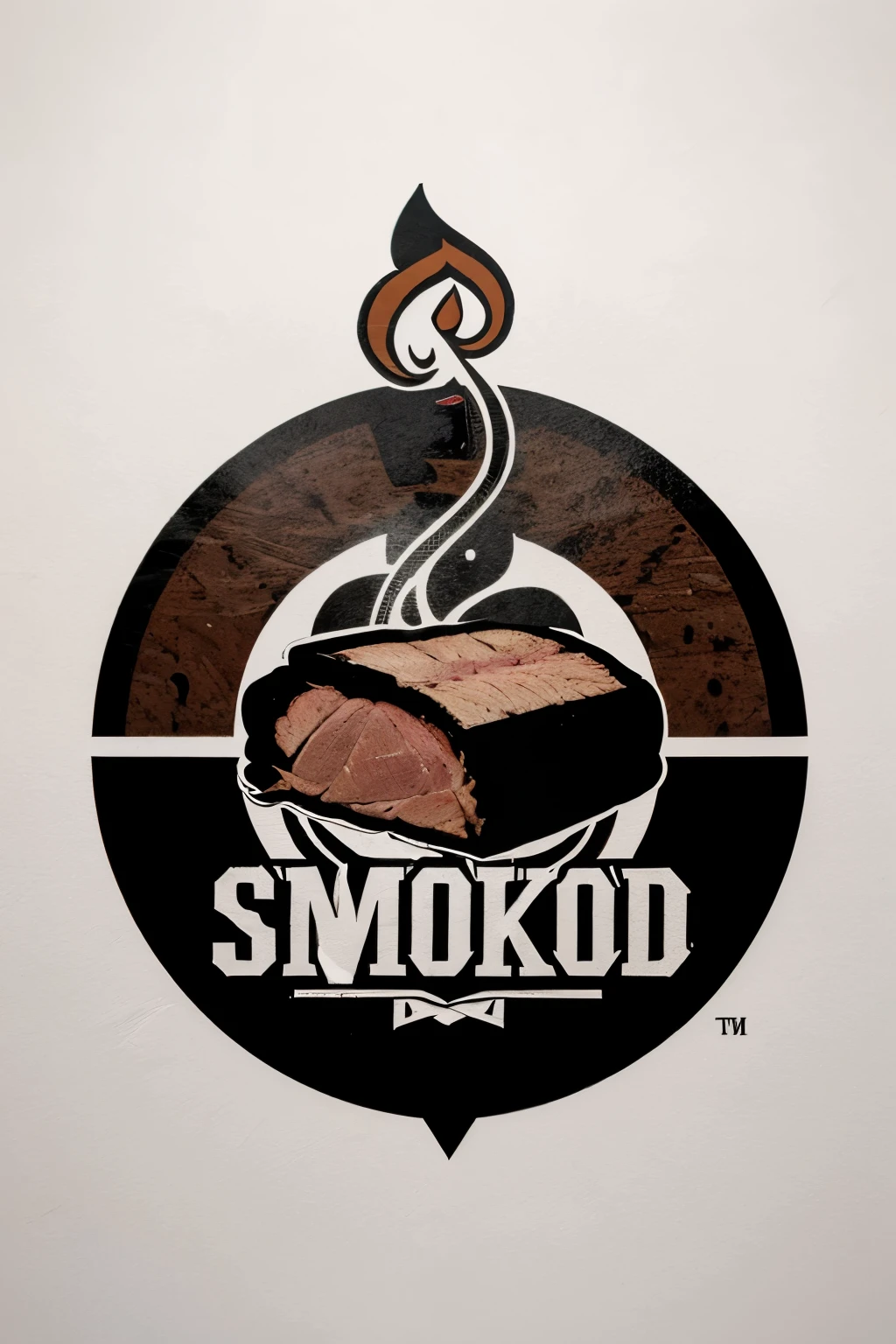 smoked meat, meat, smoke, defumed logo, design illustration style picasso