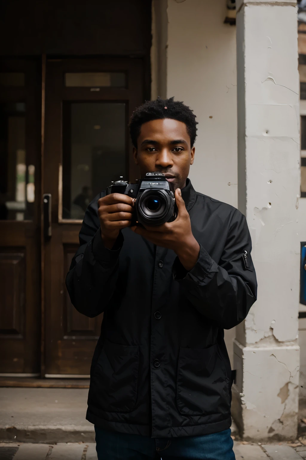 black man photographer holding a camera