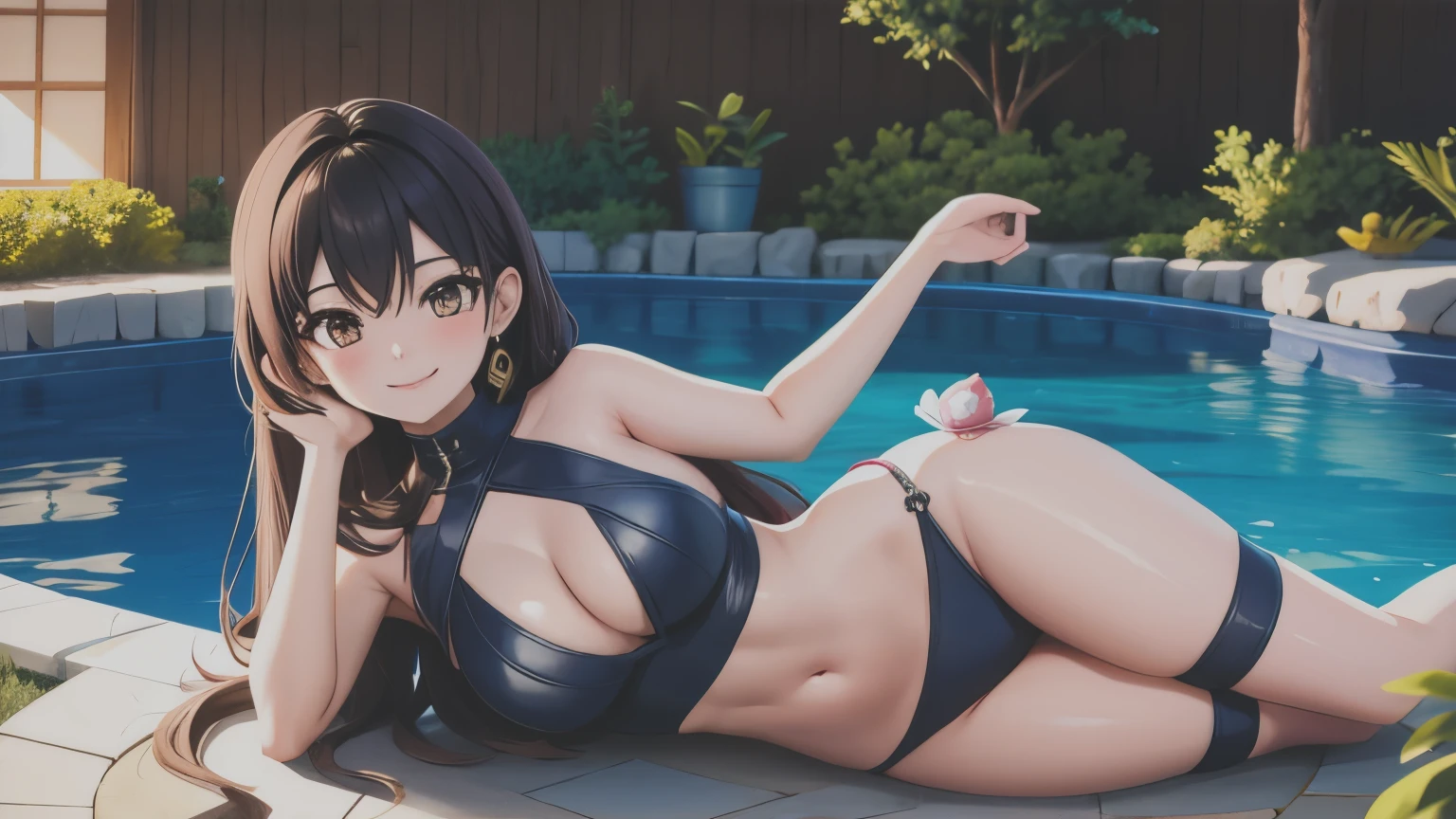 Shaya, grin, seductive smile, swimsuit, (magic, Fabulous, Masterpiece)