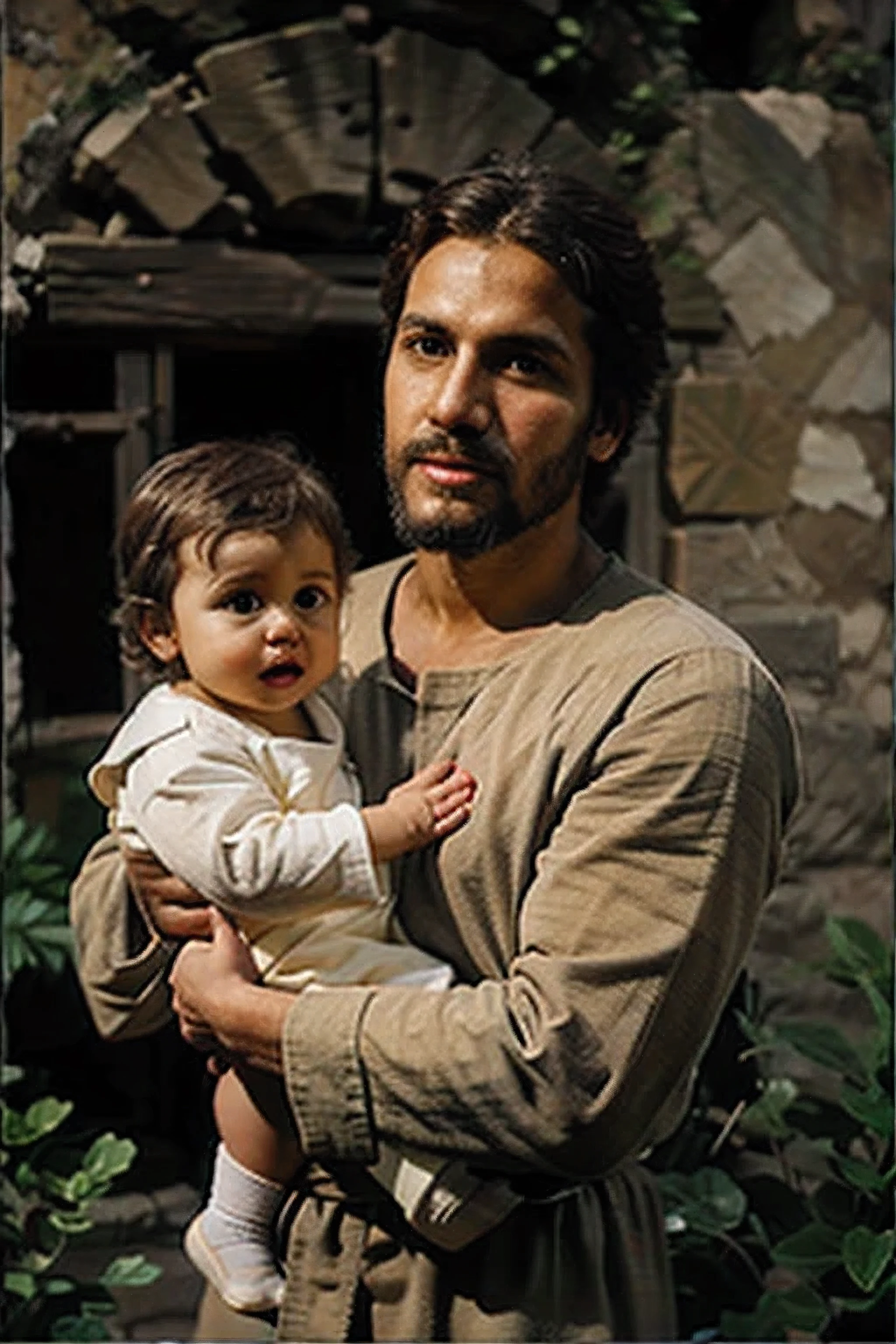 A religious image of Joseph holding a , sagrado, roman Catholic icon, npc com um santo\Hello, Santoly, , biblical image, pai com , , santo, com um , Catholic, npc com um santoHello, Catholic icon, pai, teus