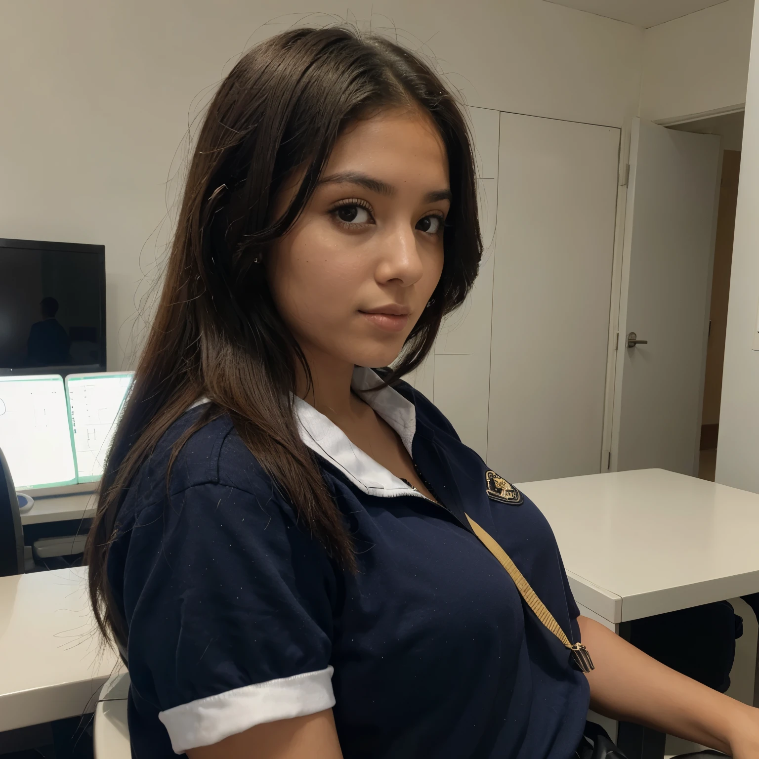 Morena cabelo no onbro 18 anos latina uniforme escolar seios pequenos