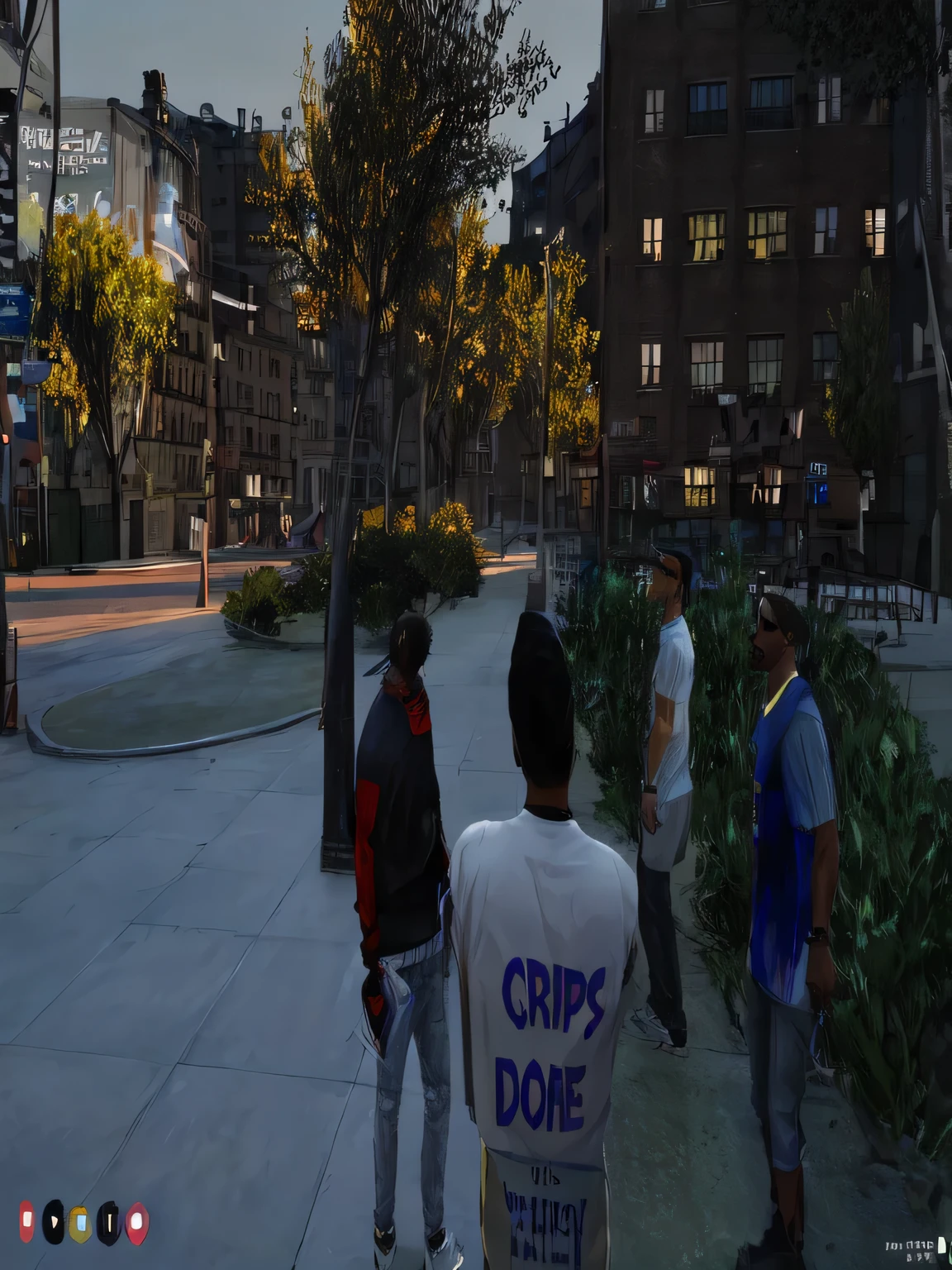 il y a beaucoup de gens debout sur le trottoir de la ville, details of the cries, Crips, De nombreux PNJ dans les rues, prise au début des années 2020, I look this way, Realistic scene, des voyous, Ultra-realistic graphics, dans gta v, mise au point nette, Esthétique 2k, Contenu hyper réaliste, par mckadesinsanity, Cinematic