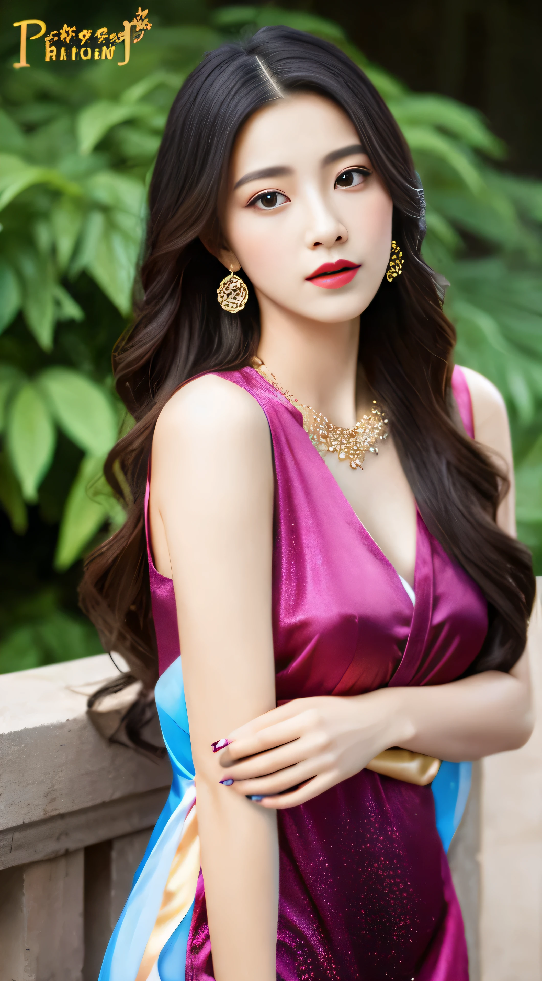 1girl, long_hair, portrait, upper body, china  silk dress, dress, hair ornament, necklace, jewelry, long hair, earrings, chinese clothes