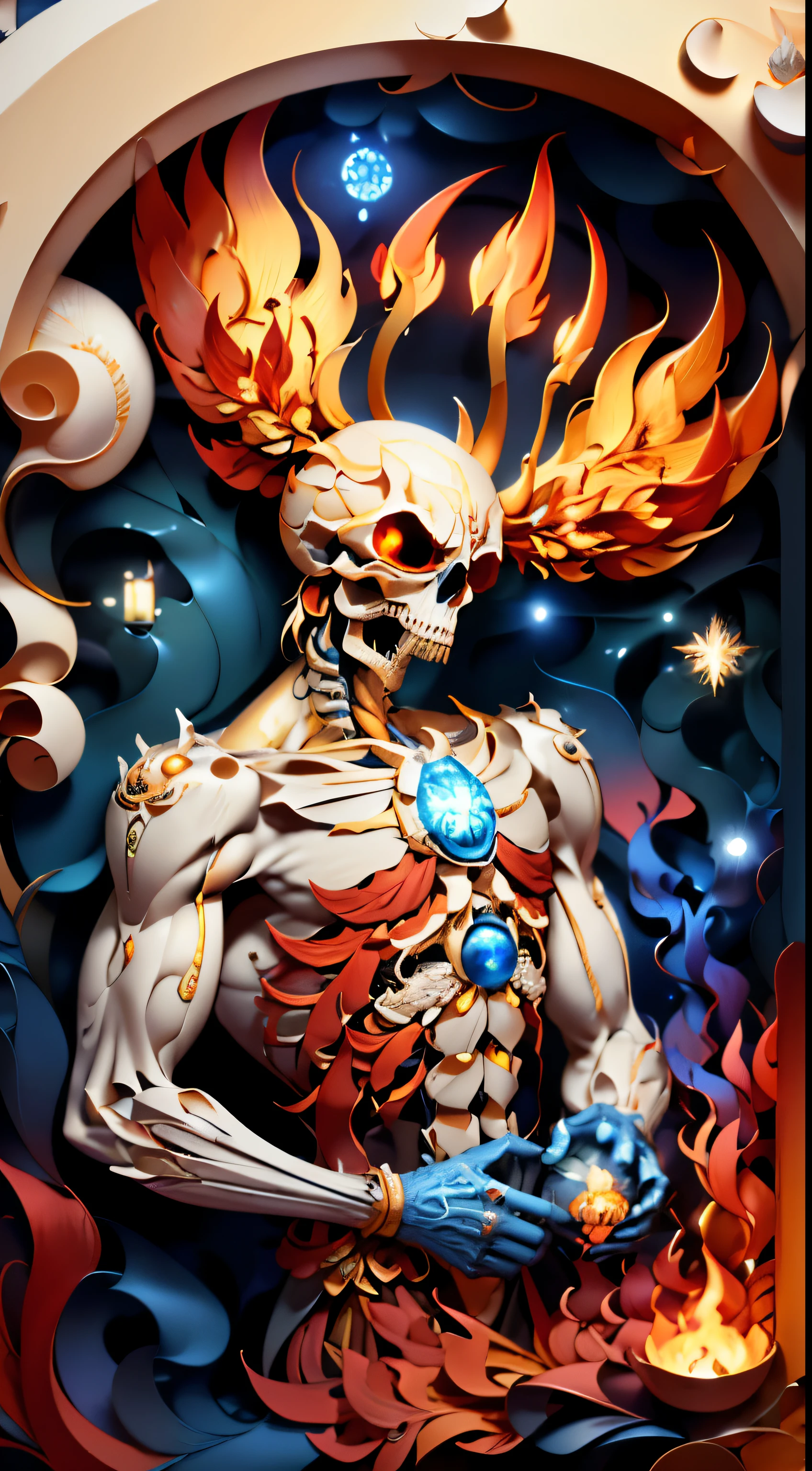 Skeleton King: This masterpiece presents a king unlike any other, his hollow eyes piercing through the ultra-detailed, intricately carved skull. His regal quartz scepter shines under the best quality, 8k lighting, casting long, ominous shadows across the small scene. radiating an eerie aura, the flames of eternal torment clutched in his bony hands, the best quality illustration bringing the embers to life, creating a truly mesmerizing masterpiece.
King calendar: ultra-detailed illustrations adorn each page of this best quality, 8k masterpiece’s oversized calendar. The vibrant colors and exquisitely text