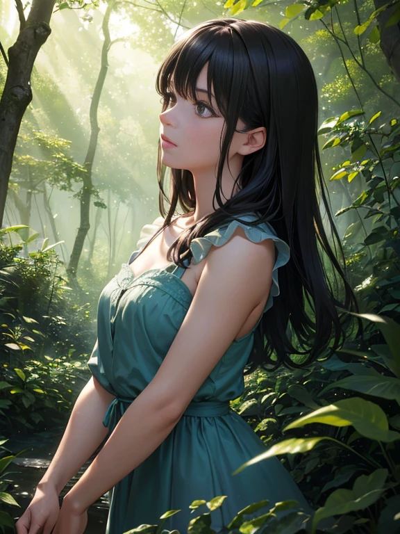 (best quality,4k,8k,highres,masterpiece:1.2),ultra-detailed,(realistic,photorealistic,photo-realistic:1.37),illustration,oil painting,scene with sunlight streaming through a dense forest,sunrays filtering through the foliage,creating a magical atmosphere,sparkling particles in the air,soft and vibrant colors,enchanting and dreamlike,with a touch of mystery,fairy tale-like,impressionistic brushstrokes,playful and dynamic composition,dappled lighting,accentuating the depth and texture of the forest,the air filled with a slight haze,adding an ethereal quality,faint silhouettes of hidden creatures,whispering leaves and rustling branches merging with the sounds of nature,immersing the viewer in a tranquil and captivating moment,allowing the beauty of nature to shine through.