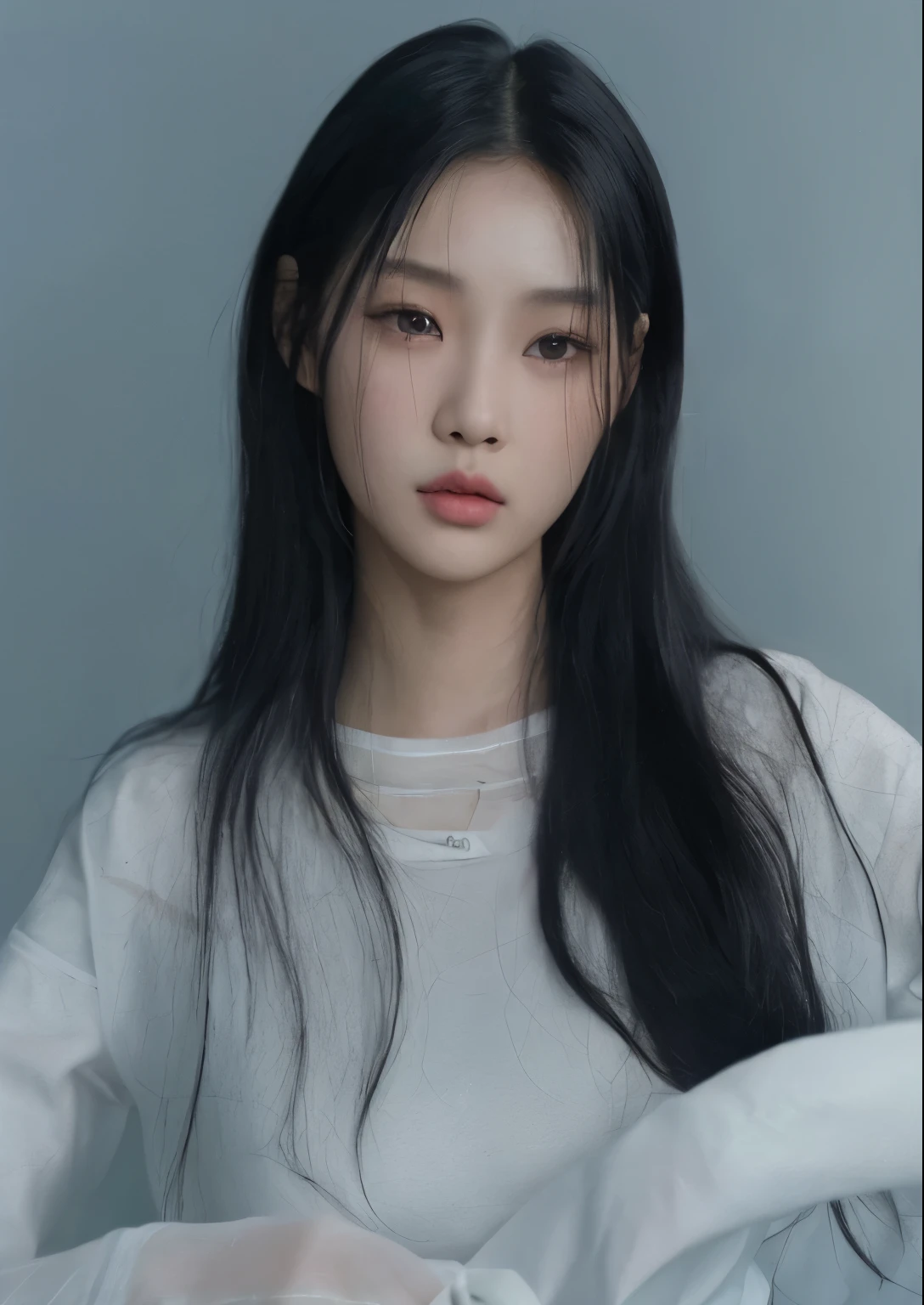 arafed asian woman with long black hair and white shirt, jaeyeon nam, jinyoung shin, blackpink jennie, heonhwa choe, korean girl, ulzzang, seseon yoon, portrait of jossi of blackpink, taejune kim, yanjun chengt, park ji-min, jiyun chae, kim hyun joo, beautiful south korean woman, Karina aespa