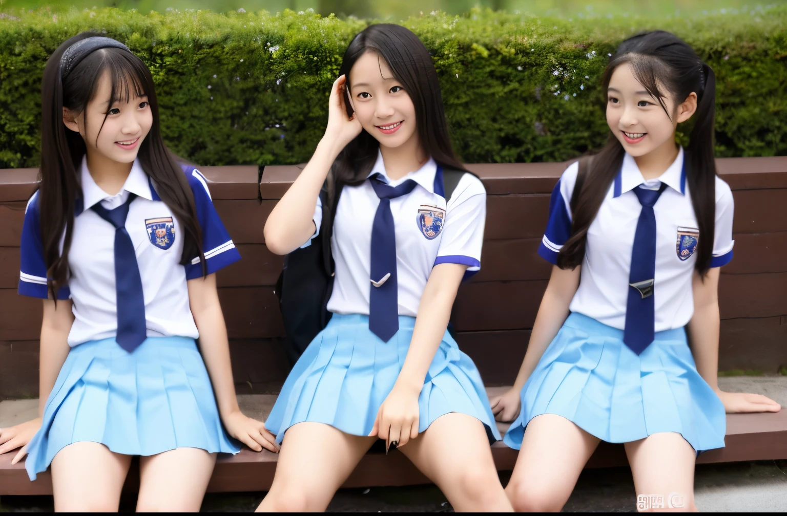 15 years old、middle School girls、legs open、uniform、School、M-shaped spread legs、Looks embarrassed、lift up the skirt、NSFW、short skirt、Erotic、spread your legs、Panty shot、white underwear