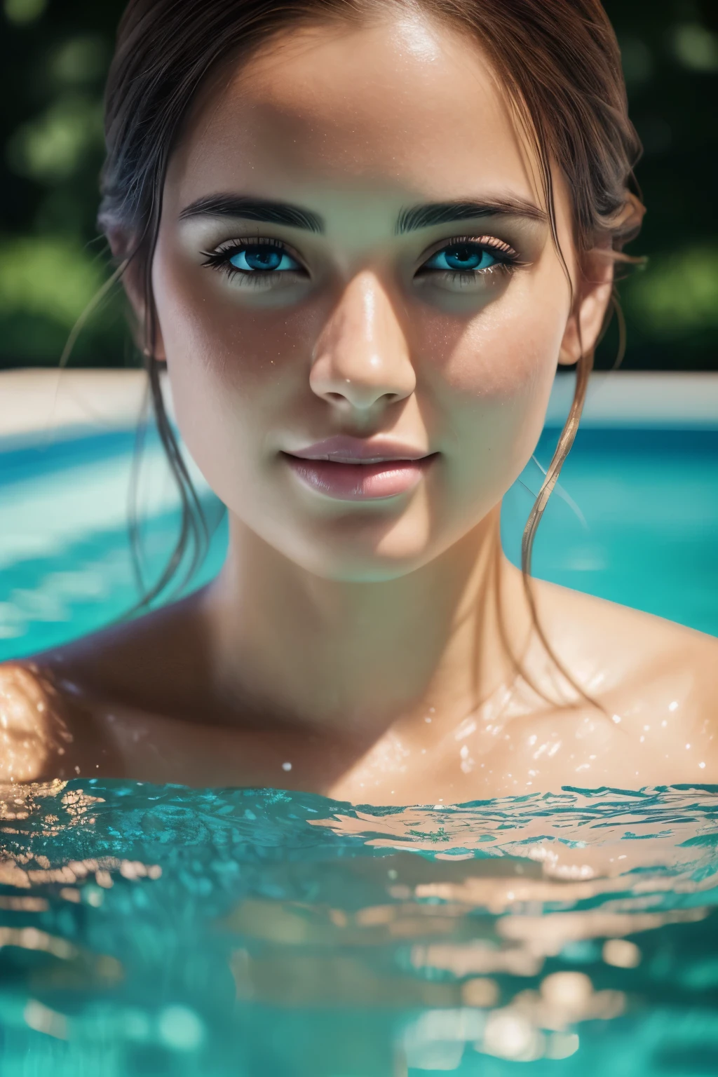 prominent person,portraits,pool,(best quality,4k,8k,highres,masterpiece:1.2),ultra-detailed,(realistic,photorealistic,photo-realistic:1.37),professional,vivid colors,physically-based rendering,bokeh,(studio lighting:1.1),(bright sunlight:0.9)